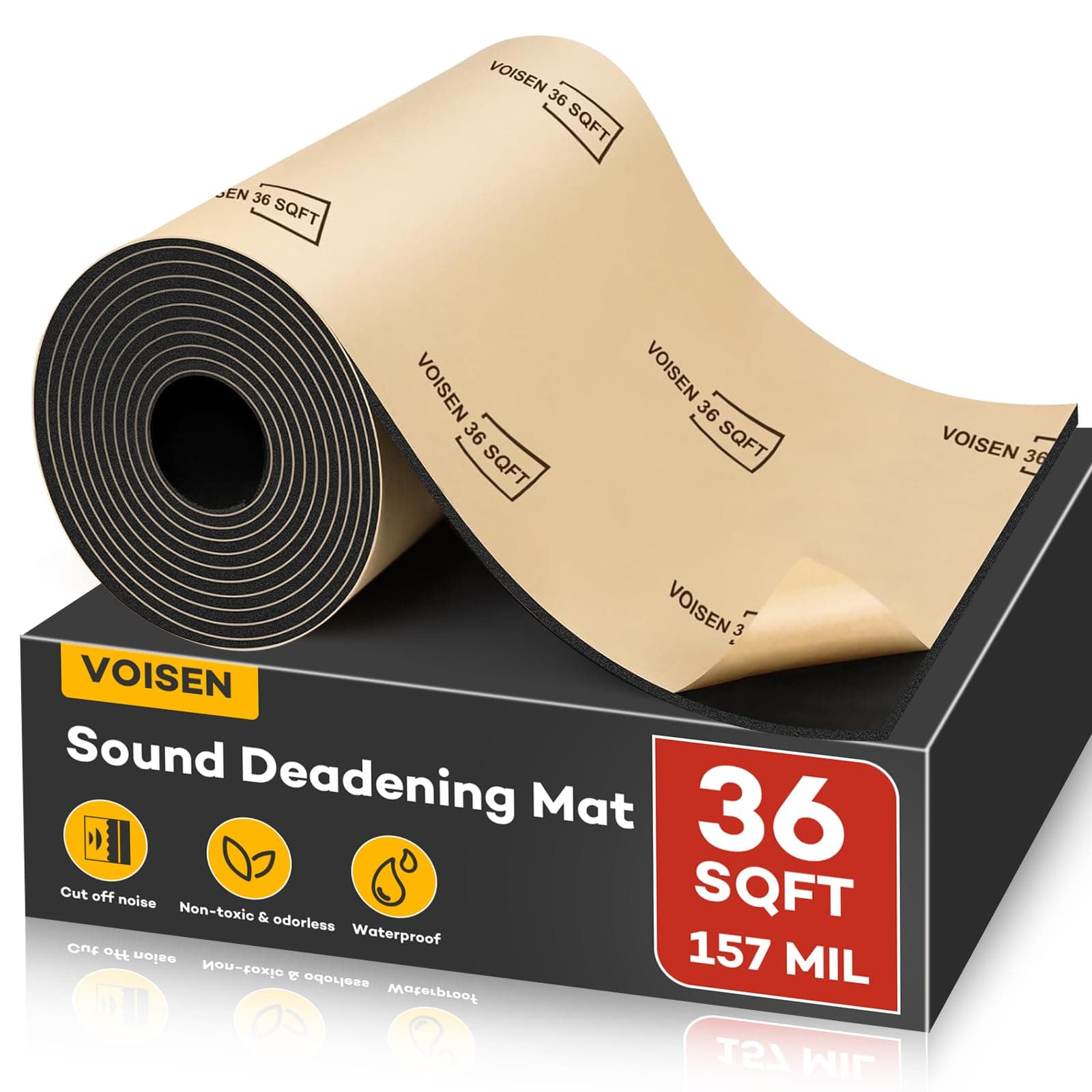 Sound Deadener for Cars, 157 MIL (4 mm) 36 sqft Sound Deadening Mat,Car Sound Deadening Closed Cell Foam & Heat Insulation Mat - PE Foam Sound Deadener Material & Heat Barrier