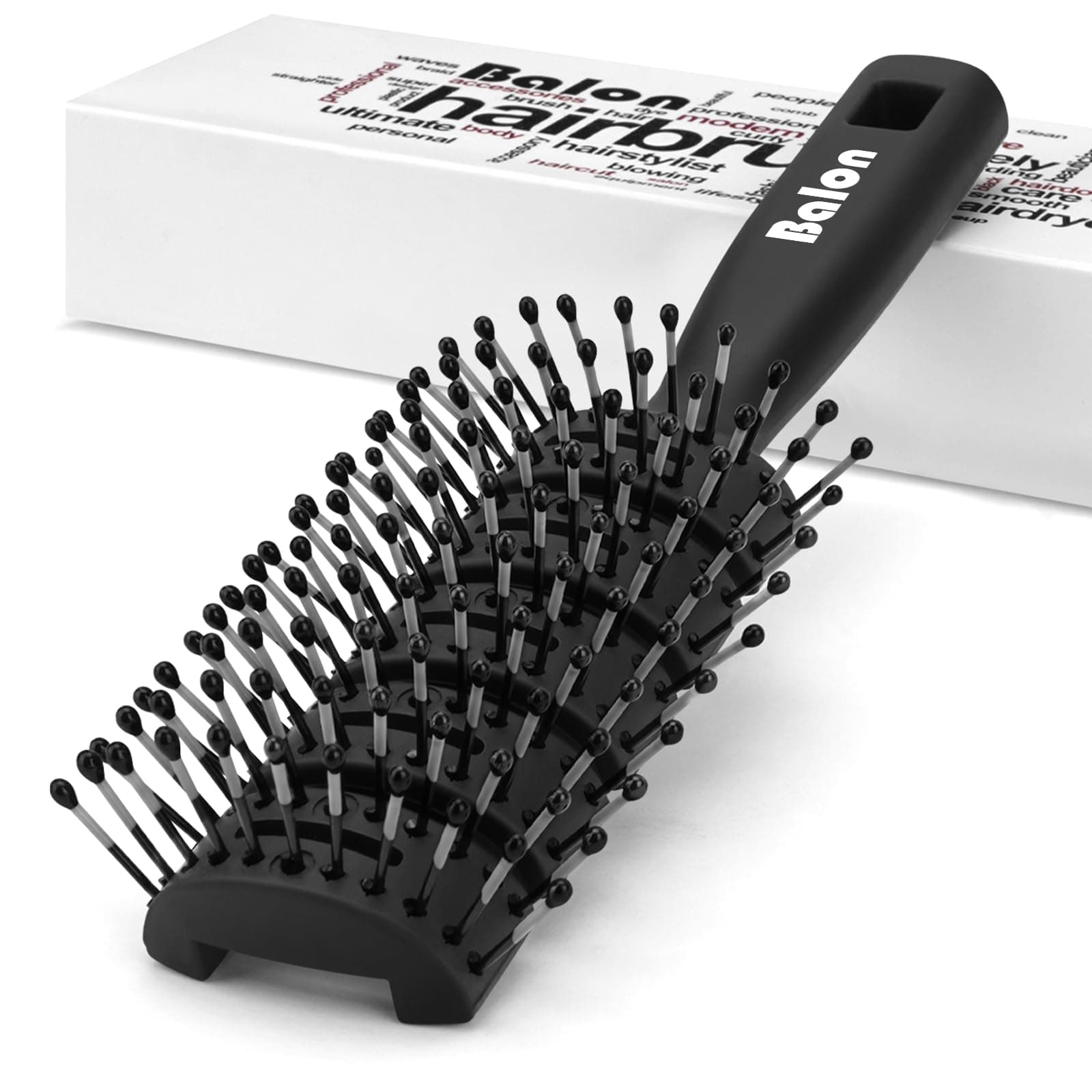 Balon Hair Brush for Women & Men, Speed Dry Vent Hair Brushes, Pain-Free Detangling Brush for All Wet or Dry, Curly Hair Brush(Black)