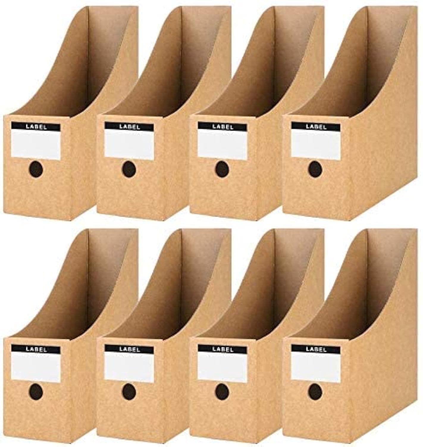 – Koogel Magazine File Holder 8-Pack, Kraft Paper Cardboard Magazine Organizer with Labels, A4 File Folder Storage Box for Office, Home, School Desk Document Organiser