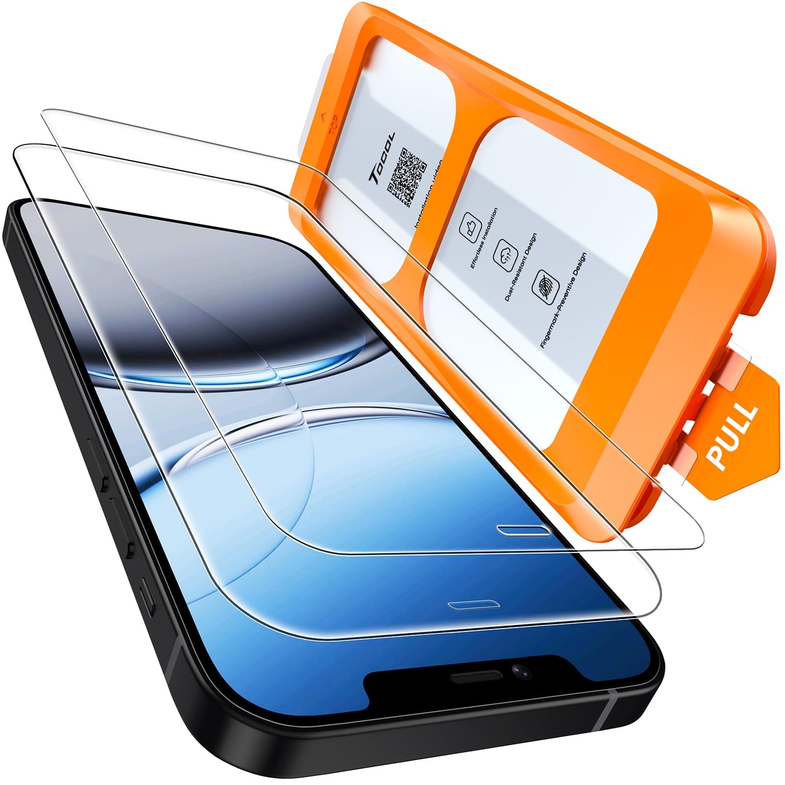 TOCOL 2 Pack for iPhone 12 Mini Screen Protector 5.4-Inch, Instant Installation, 12FT Military Grade Shatterproof, 9H+ Hardness Tempered Glass, Case Friendly, HD Clear Coverage Protection