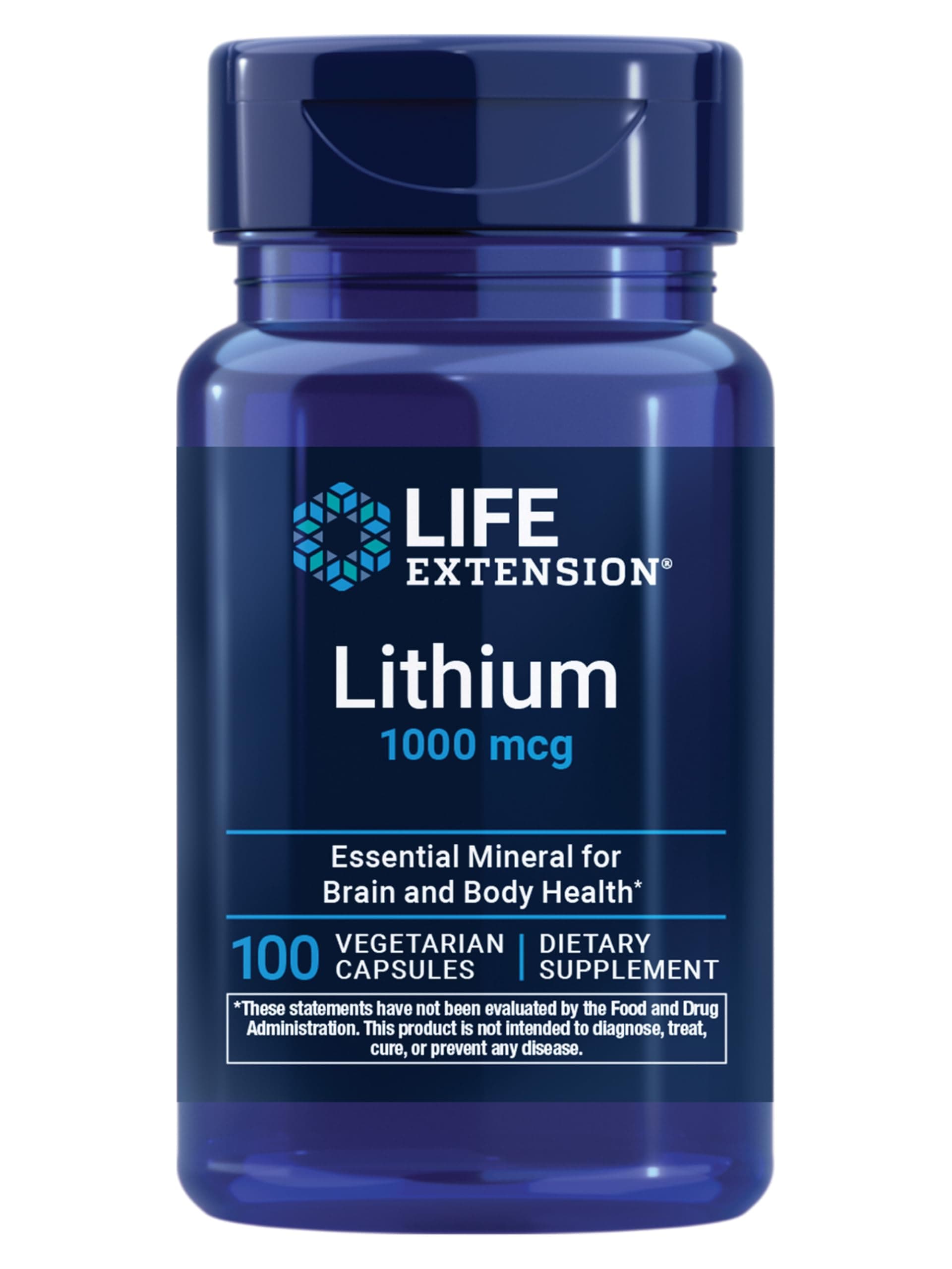 Life Extension Lithium, 1000 mcg – Lithium Orotate – Helps Maintain Cognitive Function & Memory – Low-Dose Formula – Non-GMO, Gluten-Free, Vegetarian – 100 Capsules