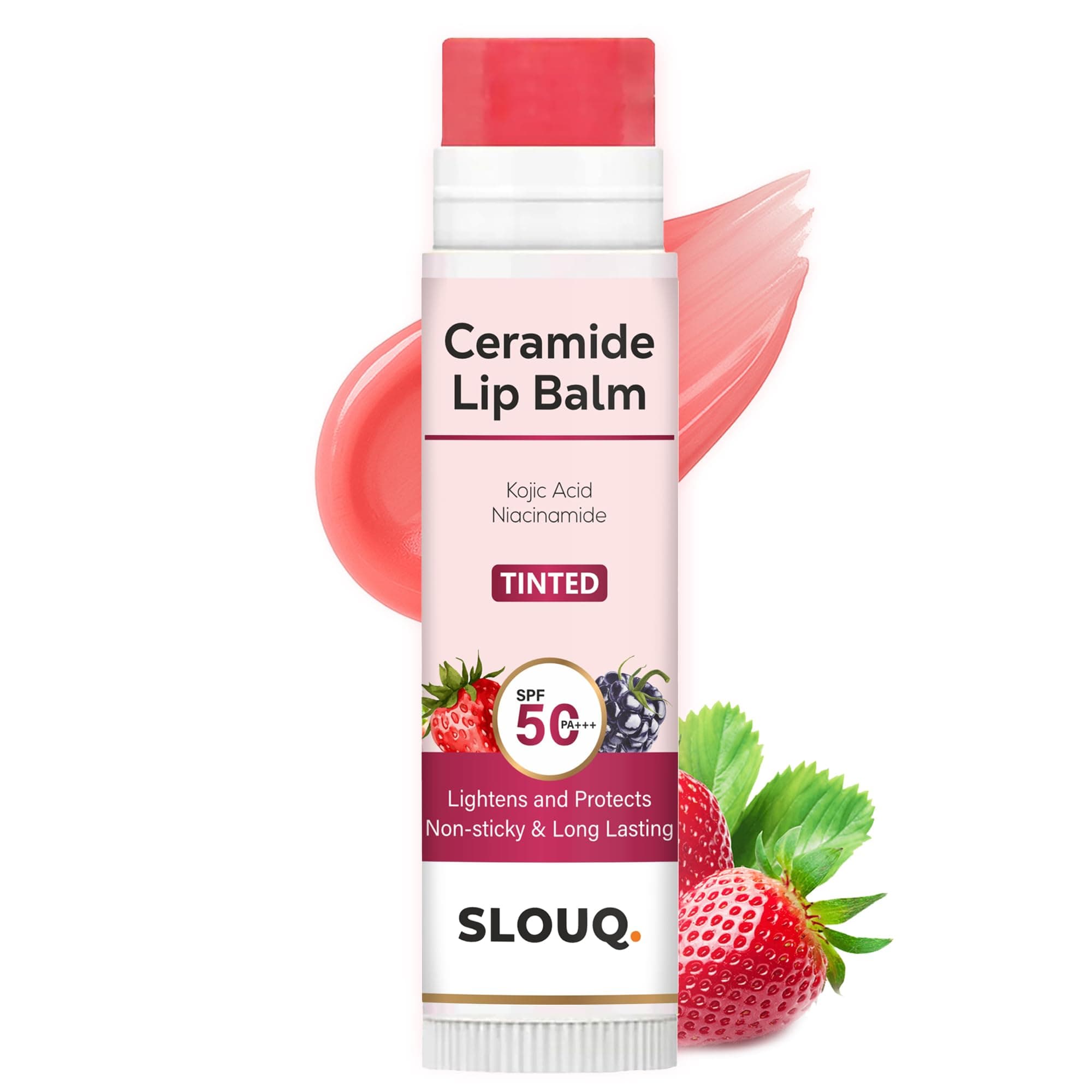 Tinted Ceramide Lip Balm - Kojic Acid & Niacinamide - SPF50 PA+++ - Lip Lightening & Protection - Non-Sticky & Long Lasting - 5gm (Pack Of 1), Pink