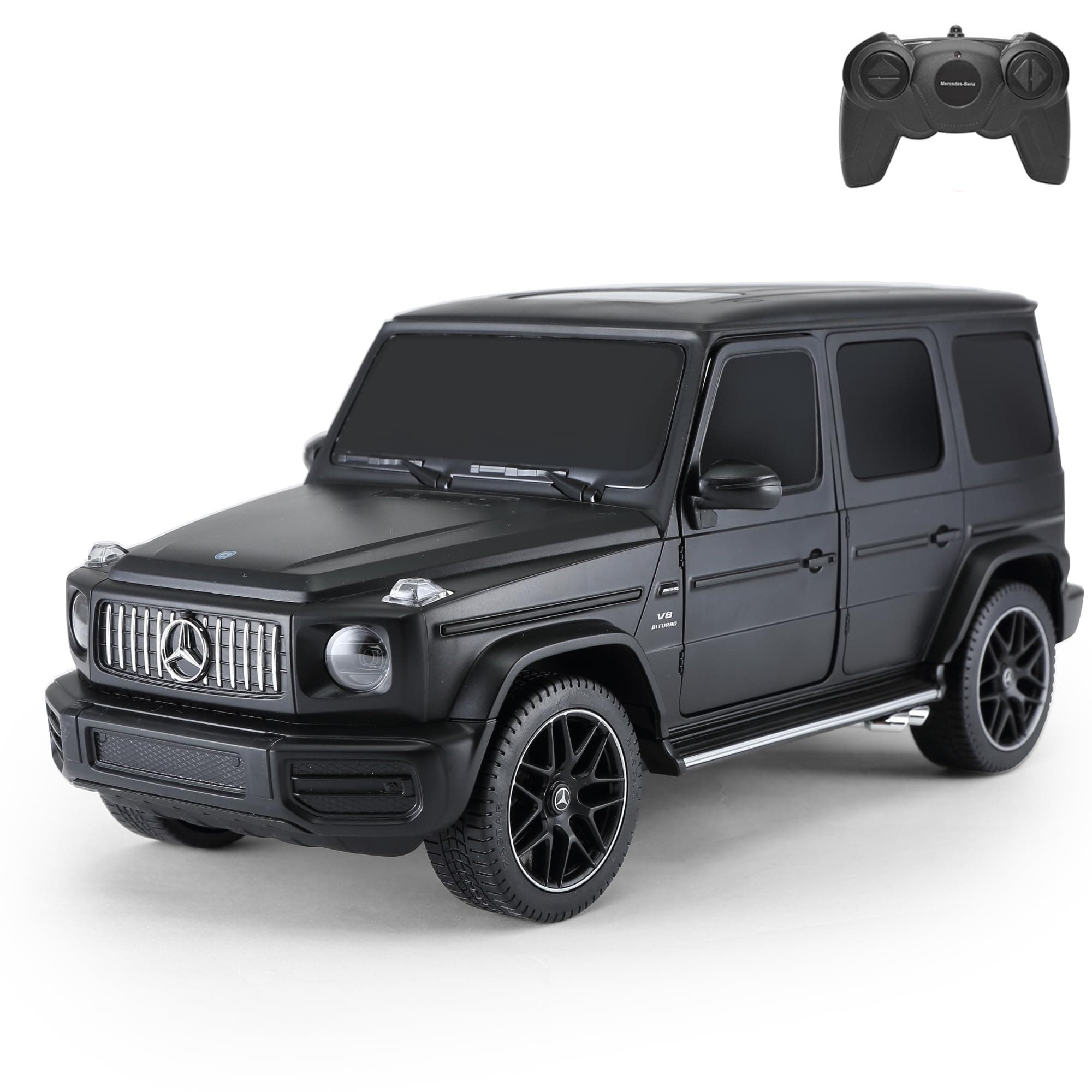 Officially Licensed Mercedes Benz G63 AMG RC Car, 1:24 Scale, Black - Remote Controlled with Front Wheel Shock Absorbers, Suitable for Indoor and Outdoor Play