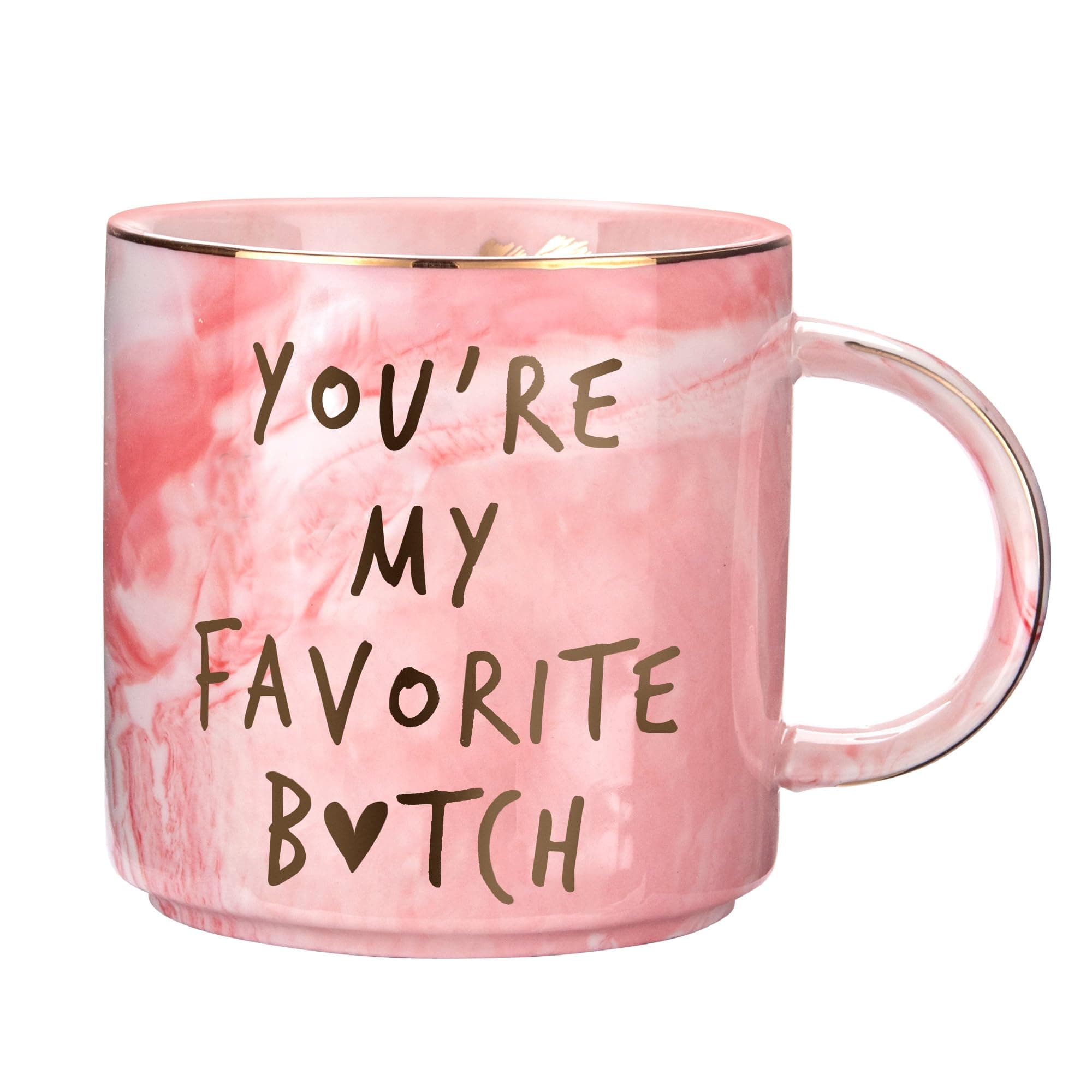 Best Friend Birthday Gifts for Women - Funny Friendship Gift for BFF, Bestfriend, Besties, Mom, Sister, Boss Woman, Big Sis, Sorority - You're My Favorite - Cute Pink Marble Mug, 11.5oz Coffee Cup