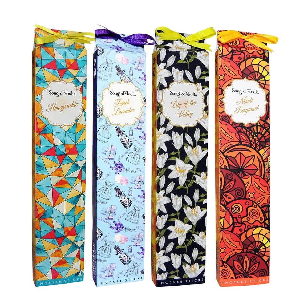 Incense (Agarbatti) Sticks | 4x25 Grams | 4 Fragrances- Lily of The Valley, Neroli Bergamot, French Lavender, Honeysuckle |Hand-Rolled | Non-Toxic