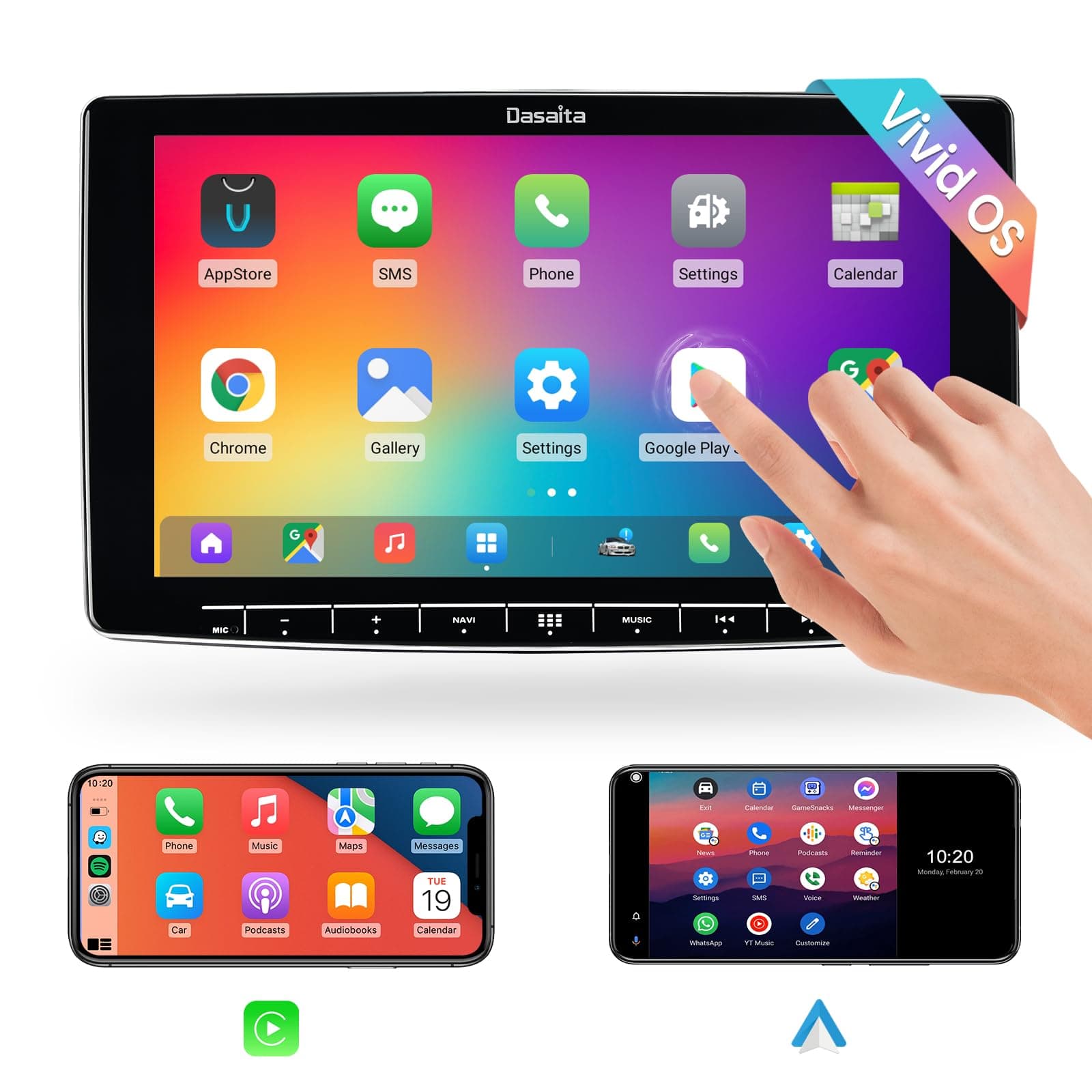 Dasaita Android 10.0 Car Radio Carplay for Universal Autoradio 2000 to 2020 Car Stereo bluetooth 10.2”IPS Screen Hexa Core 4G+64G