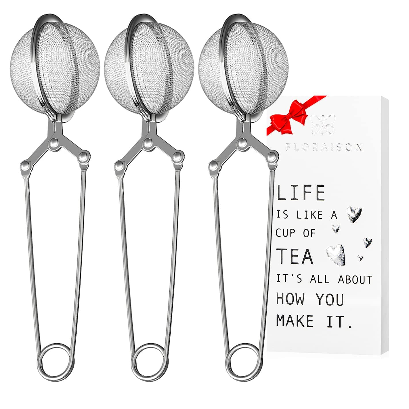 Snap Ball Tea Strainer 3 Pack Tea Infuser with Handle, Tea Mesh Infuser, Snap Ball Strainer, Steep Loose Leaf Tea Infuser, Fine Mesh Tea Filter for Spices and