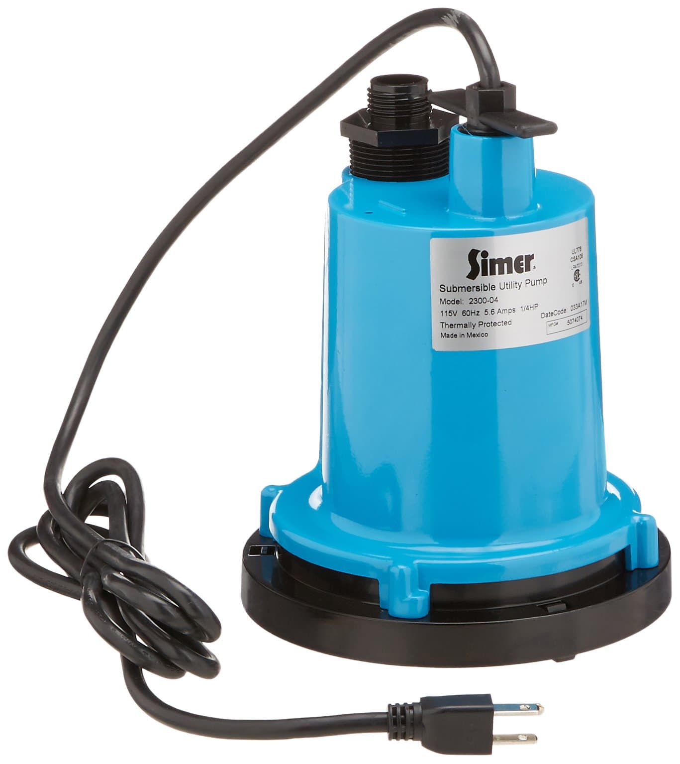2300-04 1/4 HP Submersible Utility Pump, Geyser Classic, Heavy-duty Cast Aluminum, Includes Garden Hose Adapter, 1-1/4" Male NPT Discharge Pipe, 1320 GPH, 115V, 8-Feet Power Cord
