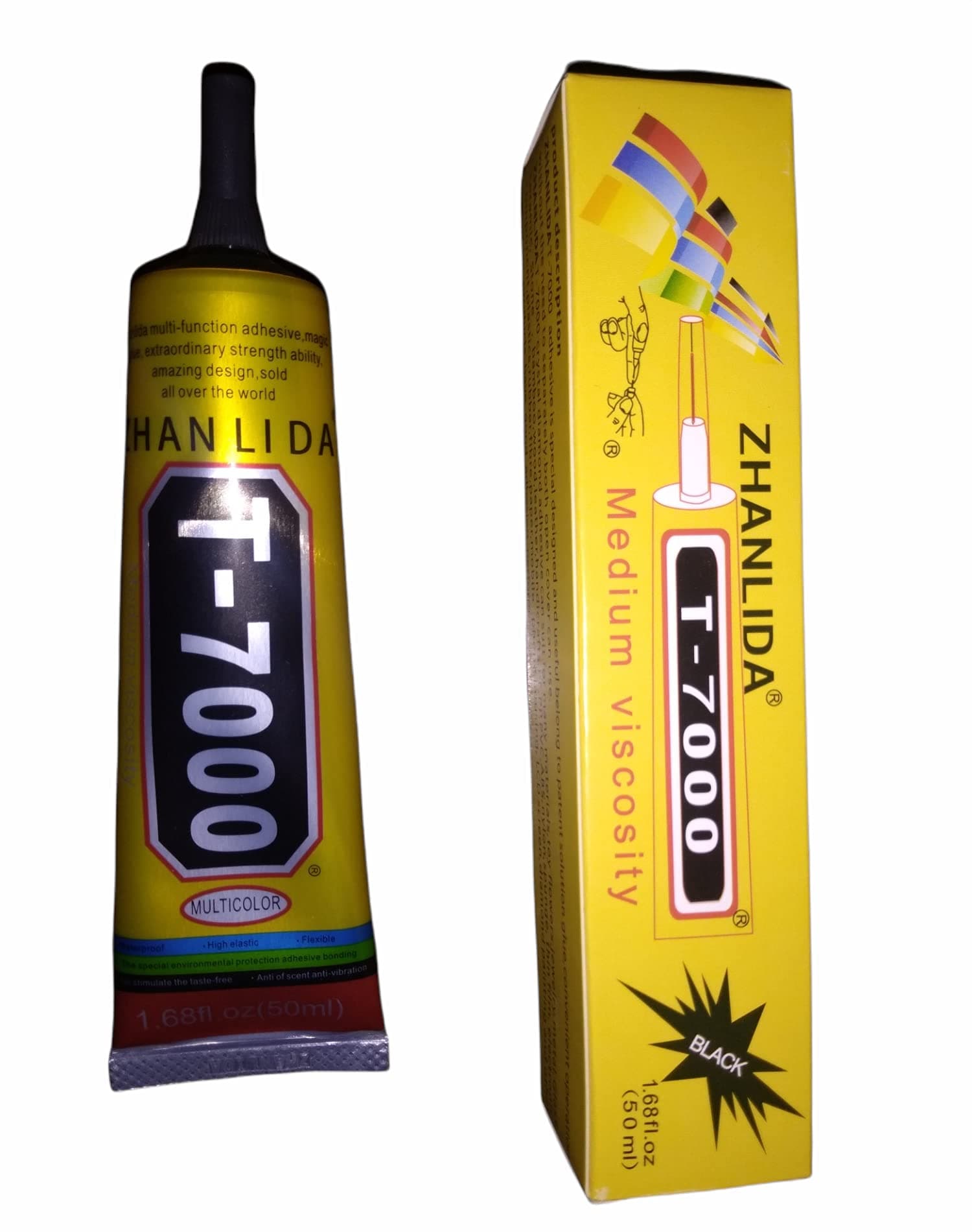 GAH T7000 Multipurpose Industrial Glue Semi-Fluid Adhesive for Clean Working for Glass Lens, Touch Screen, Laptop Bezels, and Mobile Phone LCD Folders, Black – 50ml