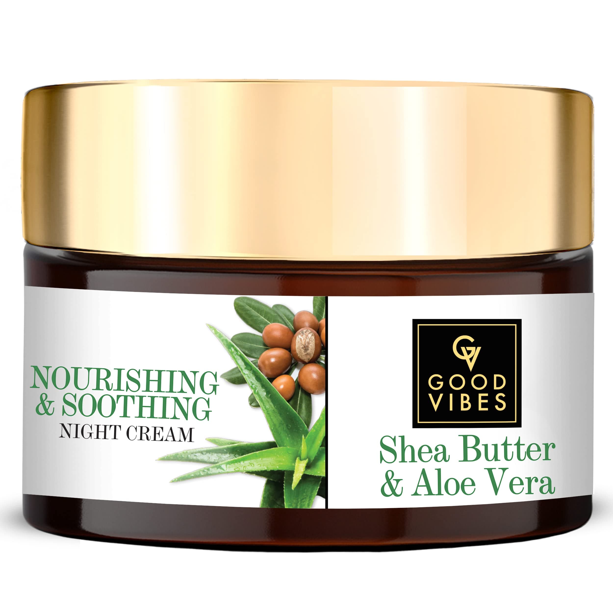 Good VibesPlus Nourishing and Soothing Night Cream - Shea Butter and Aloe Vera - 50 g - Cruelty Free