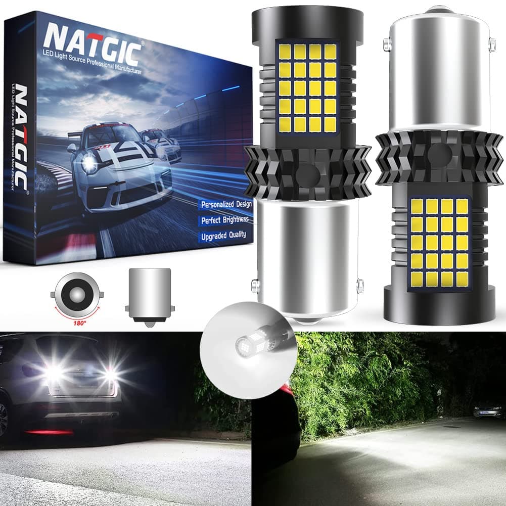 P21W BA15S LED Bulb Extremely Bright White, 1156 7506 1141 382 1003 1073 Replacement Bulbs for Car Backup Reverse Lights Tail Lights, RV lights, Rear Fog Lamp, Day Running Light (Pack of 2)