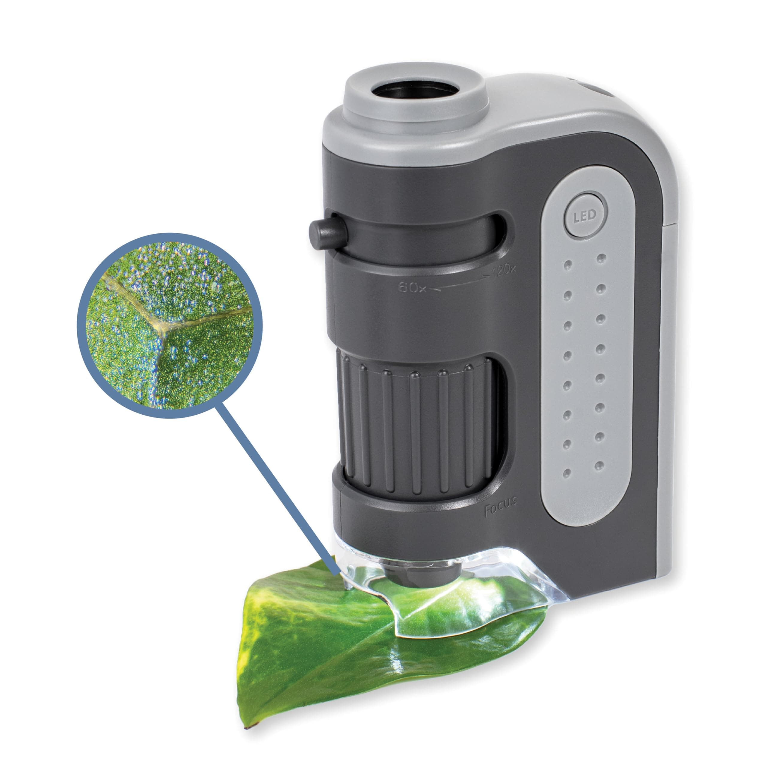 Carson MicroBrite Plus 60x-120x LED Lighted Pocket Microscope with Aspheric Lens System (MM-300 or MM-300MU)