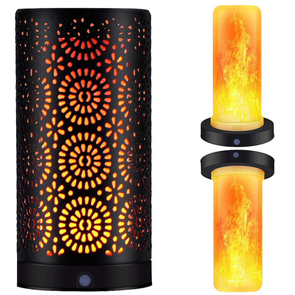 Magnetic LED Flame Effect Light Table Lamp USB Rechargeable Upside Down Fire Stimulated Desk Light Portable Vintage Light Antique Lantern for Valentine's Day Bar Hotel Restaurants Decorations