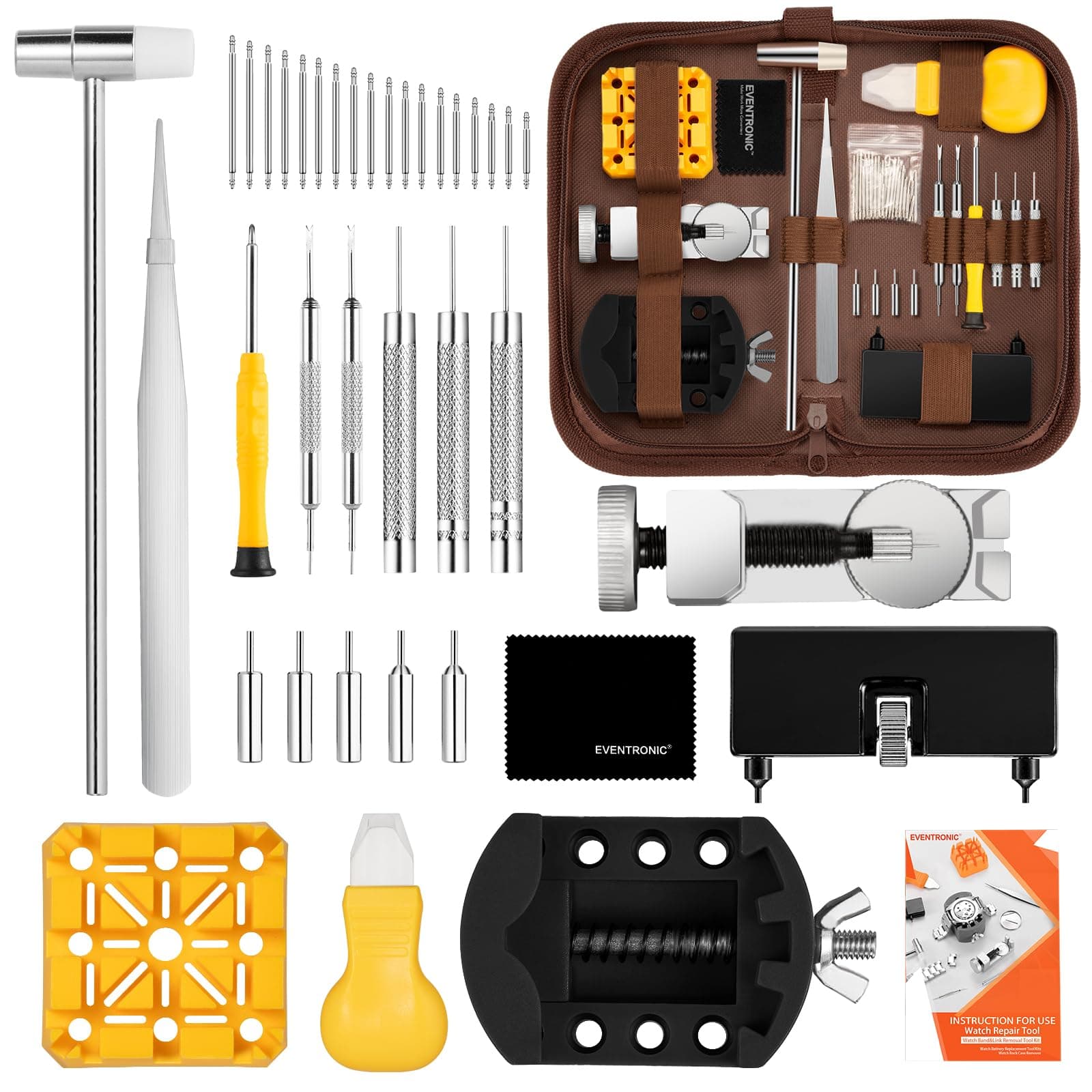 EventronicWatch Repair Kit, Watch Repair Tools Professional Spring Bar Tool Set, Watch Band Link Pin Tool Set with Carrying Case