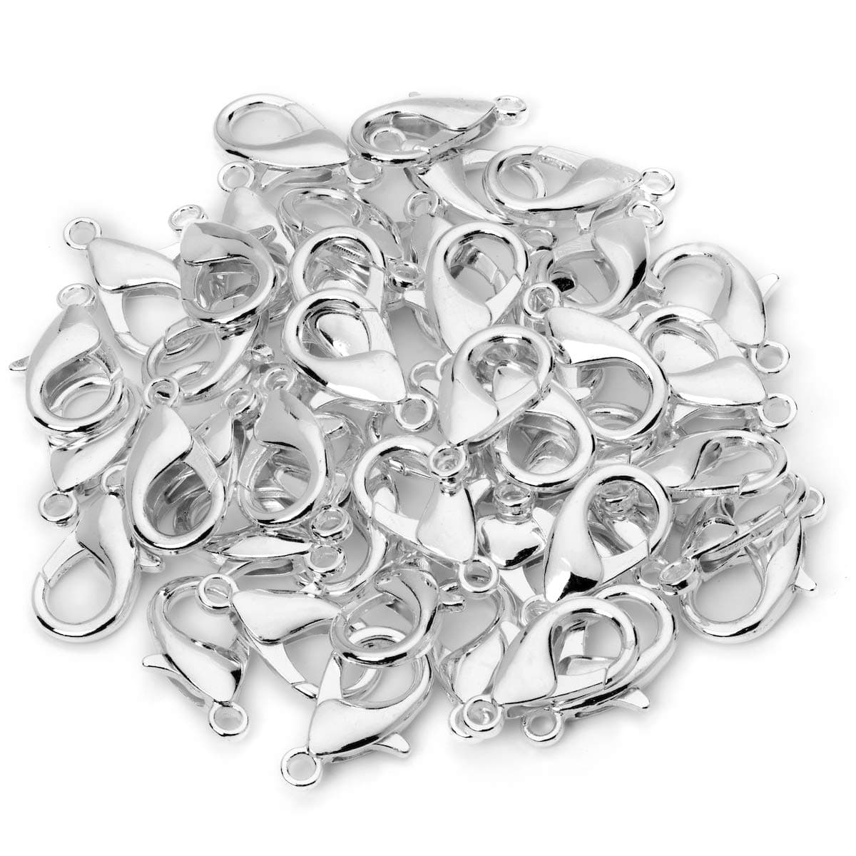 dierjueyers100 Lobster Clasps (16x8) Silver Plated Lobster Claw Clasps Jewelry Making Findings Lead & Nickel Free (100)