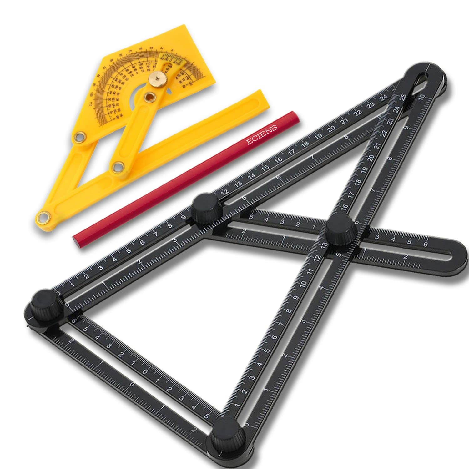 Multi Angle Measurement Tool Bundle - Adjustable Angle Finder Protractor | ABS Plastic Material | Make Right Templates for Woods, Tiles and Covers for Carpenters, Craftsman, Builders, DIYers