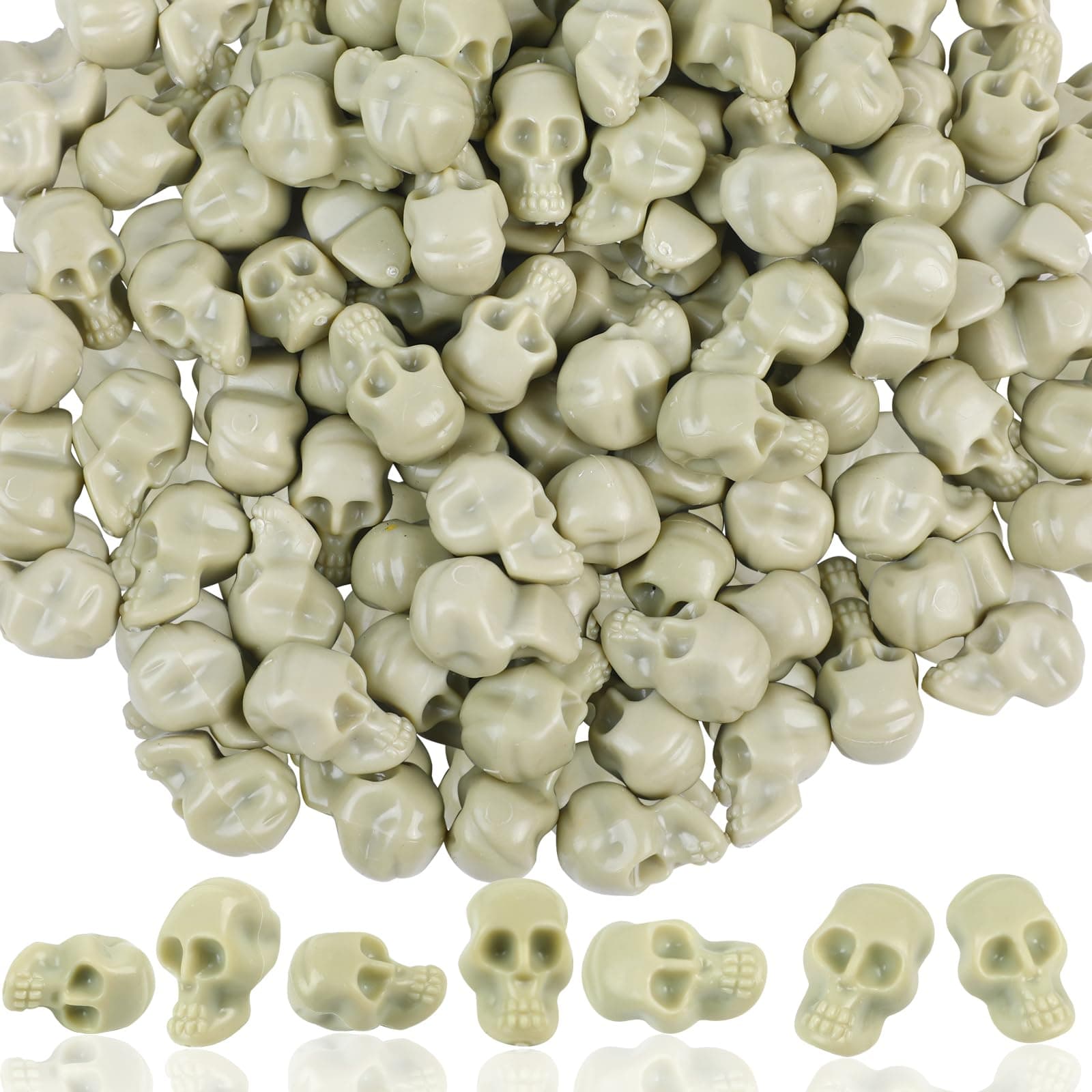 KIMOBER 100PCS Mini Skulls Heads Miniature Figurines,Small Plastic Realistic Halloween Skeleton Skulls Head Prank Props for Party Bar Home Table Decorations