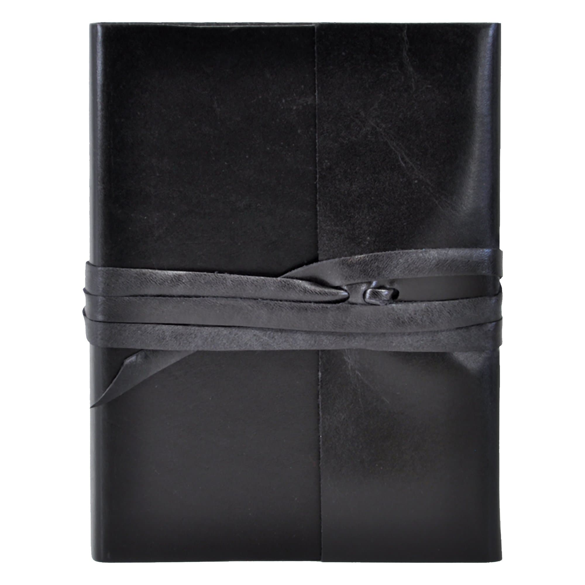 Islander Soft Leather 5 x 7 Journal in Black Features Wrap Closure - Handmade in The U.S.A.