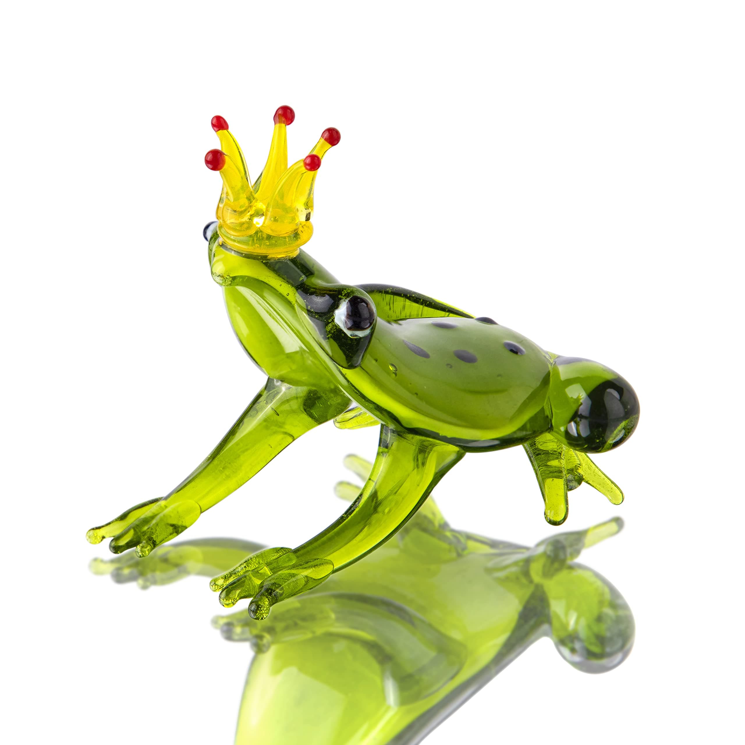H&D Hyaline&Dora Hand Blown Frog Figurine,Art Glass Miniature Animals,Glass Frog Ornament Collectible Gift