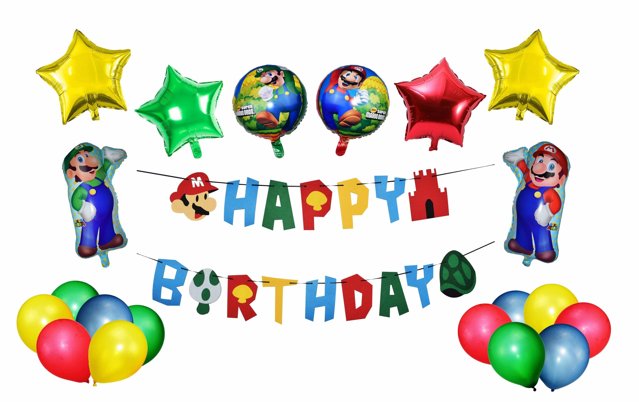 Super Bros Party Decorations Mario Happy Birthday Banner Pack Nentendo Game Party Supplies Kit for Children