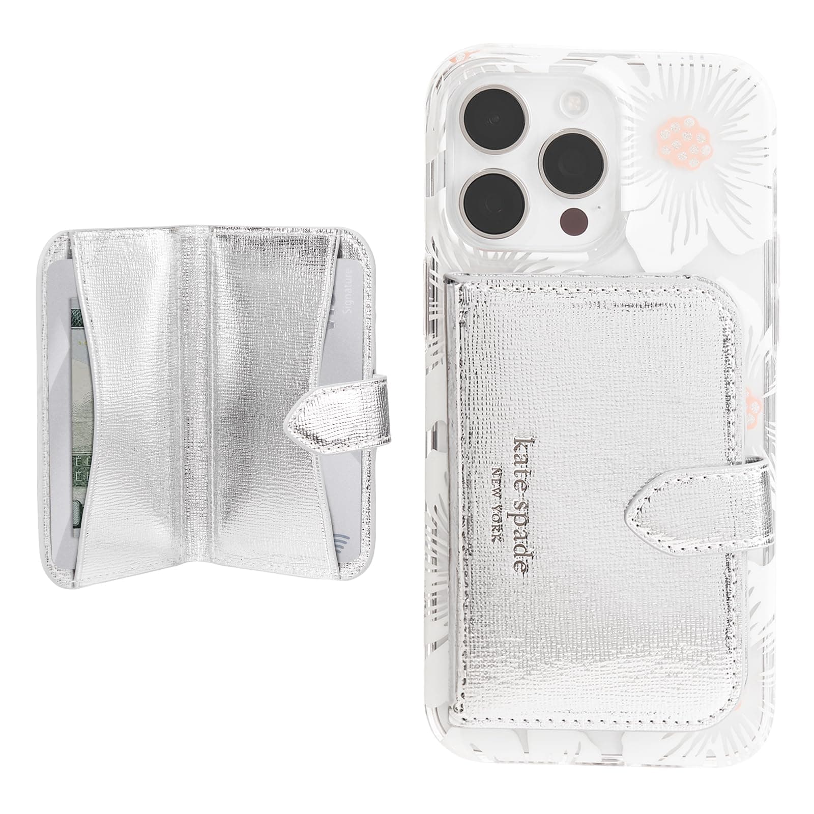 Morgan Magnetic Phone Wallet/Card Holder - Compatible with MagSafe Phones and Cases - Metallic Silver