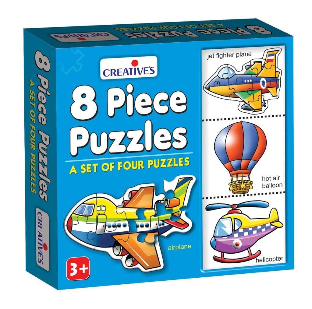 Creative's 8 Pieces Puzzle, Educational Jigsaw, Fun With Learning Toy Game, Air Transport Puzzles Gift for Birthday, Knowledge of Air Transport (Fighter Plane, Hot Air Balloon, Helicopter) Ages 3 & Up