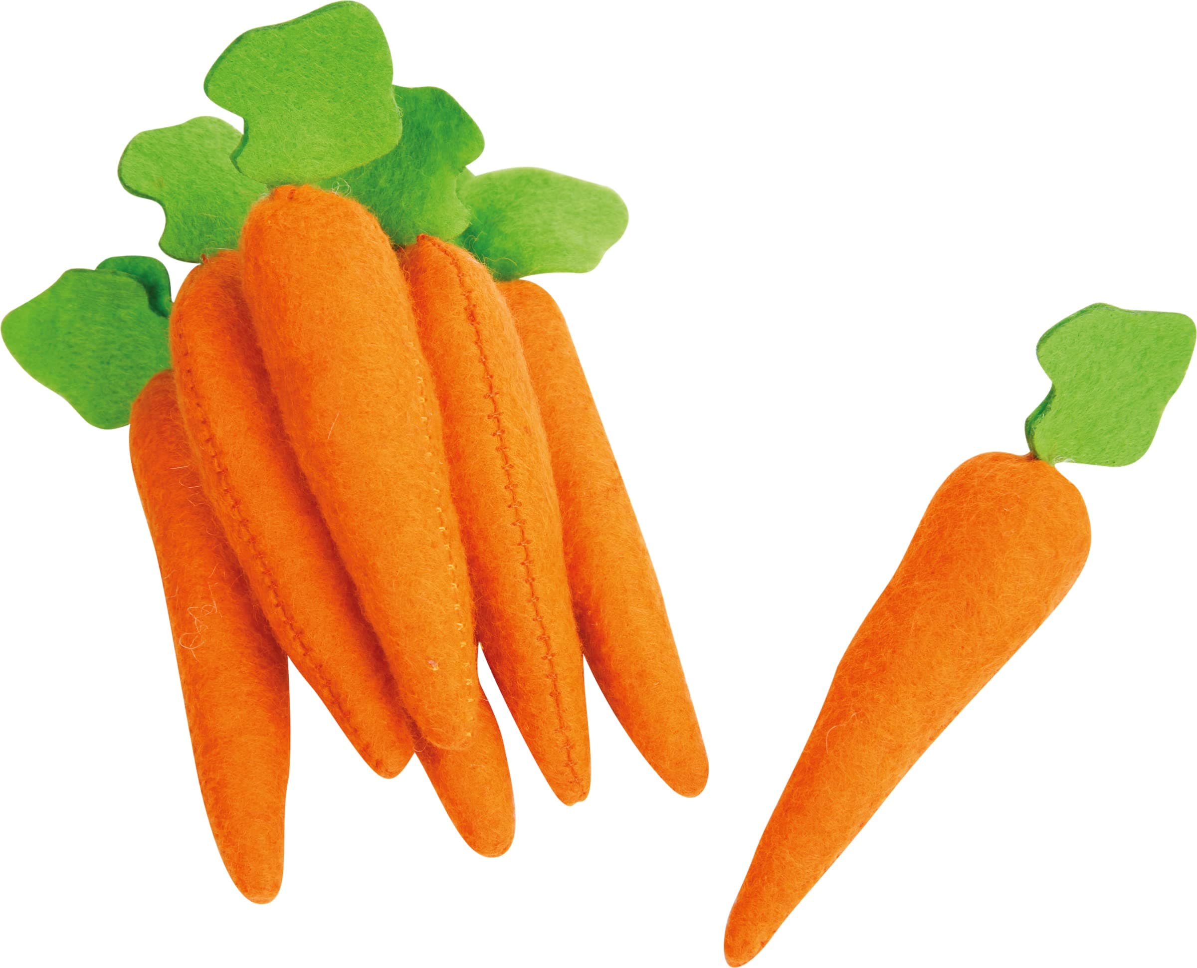 Small Foot Carottes en Feutre, Set de 7, complément idéal pour la Boutique, la Cuisine d'enfant ou Le Jeu de rôle, 4425, Orange