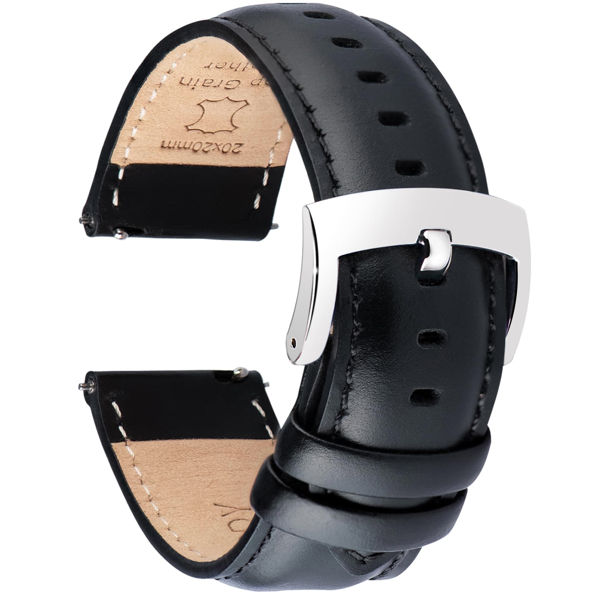 Leather Watch Bands 22mm 21mm 20mm 18mm Quick Release Watch Straps, Classic Top Grain Leather Watch Band for Men Replacement Bands for Watch and Smartwatch