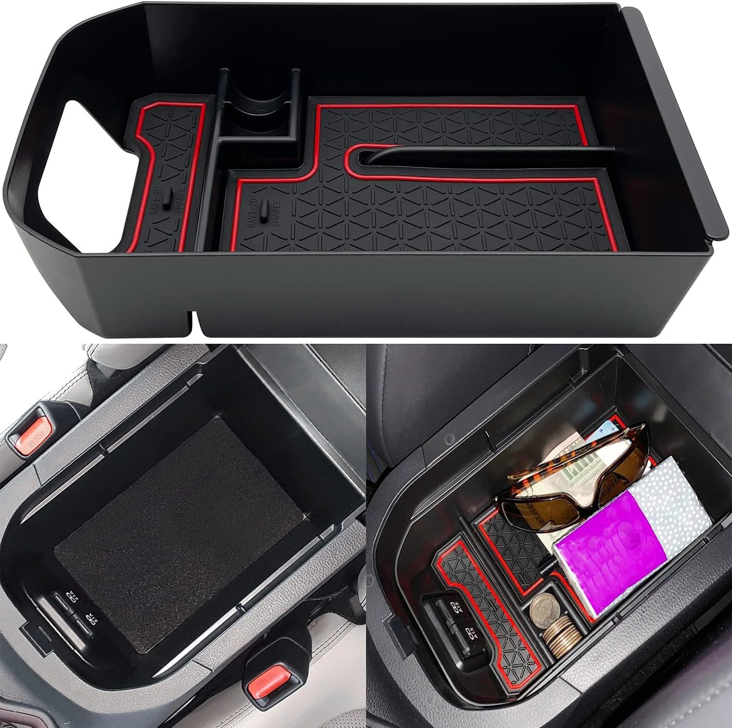 JOJOMARK for 2019 Toyota RAV4 Accessories Center Console Organizer Tray Armrest Box Secondary Storage Fit 2019 2020 Toyota RAV4
