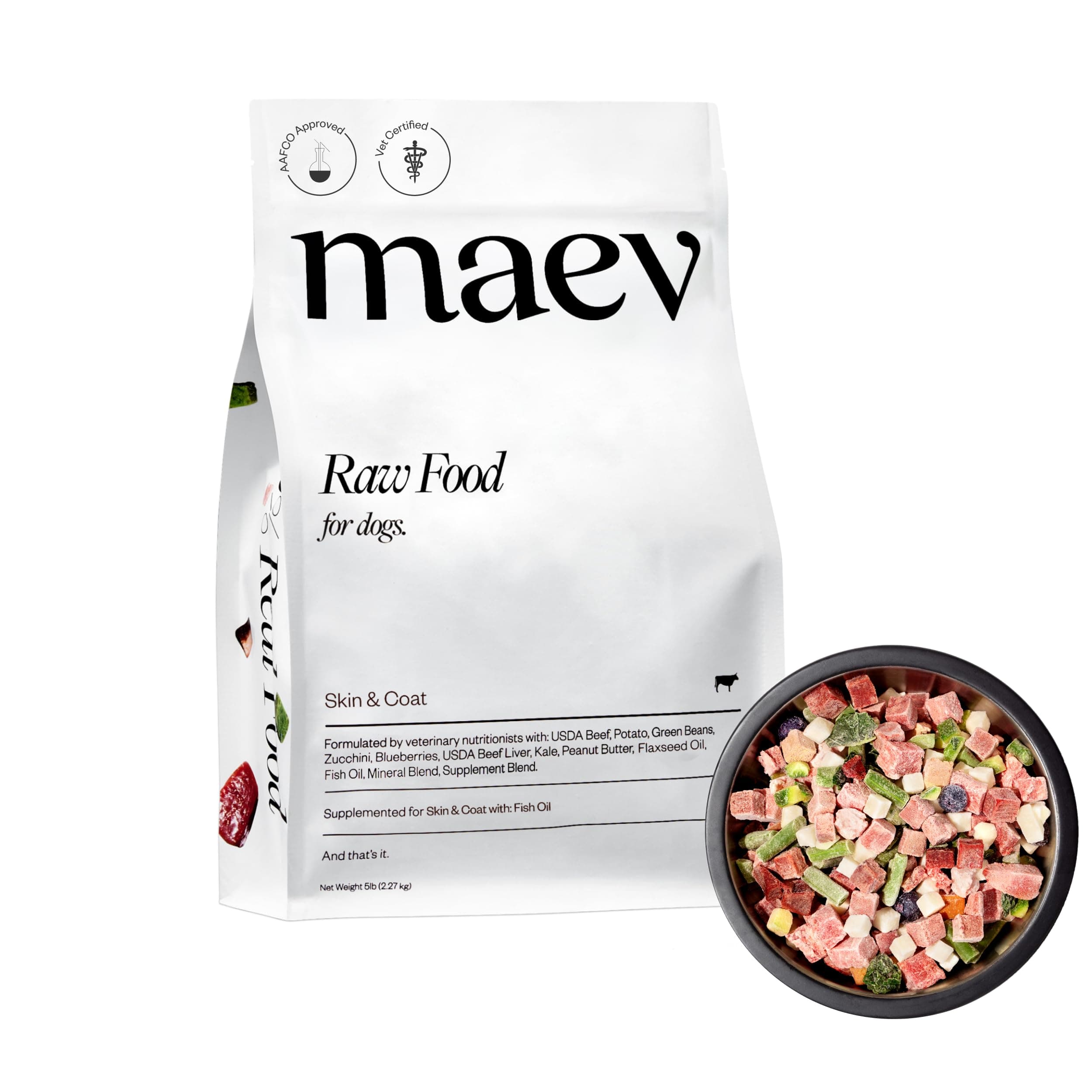 Maev Raw Dog Food, Better than Freeze Dried Flash Frozen Food with Lean Beef Protein, Vitamin-Rich Organ Meat in Every Serving, Adult Dogs, 10 Pounds (2 Packs), white, (BEEF-ALS-V2-SH)