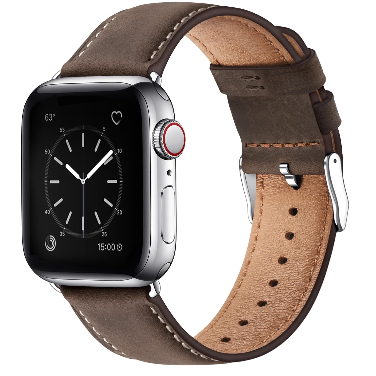 SUNFWR Leather Bands Compatible with Apple Watch Band 42mm(Series 3 2 1) 44mm 45mm 46mm 49mm for Men Women, Top Grain Genuine Leather Replacement Strap for iWatch Ultra 3 2 1, SE3 2 1, Series 11 10 9 8 7 6 5 4 3 2 1