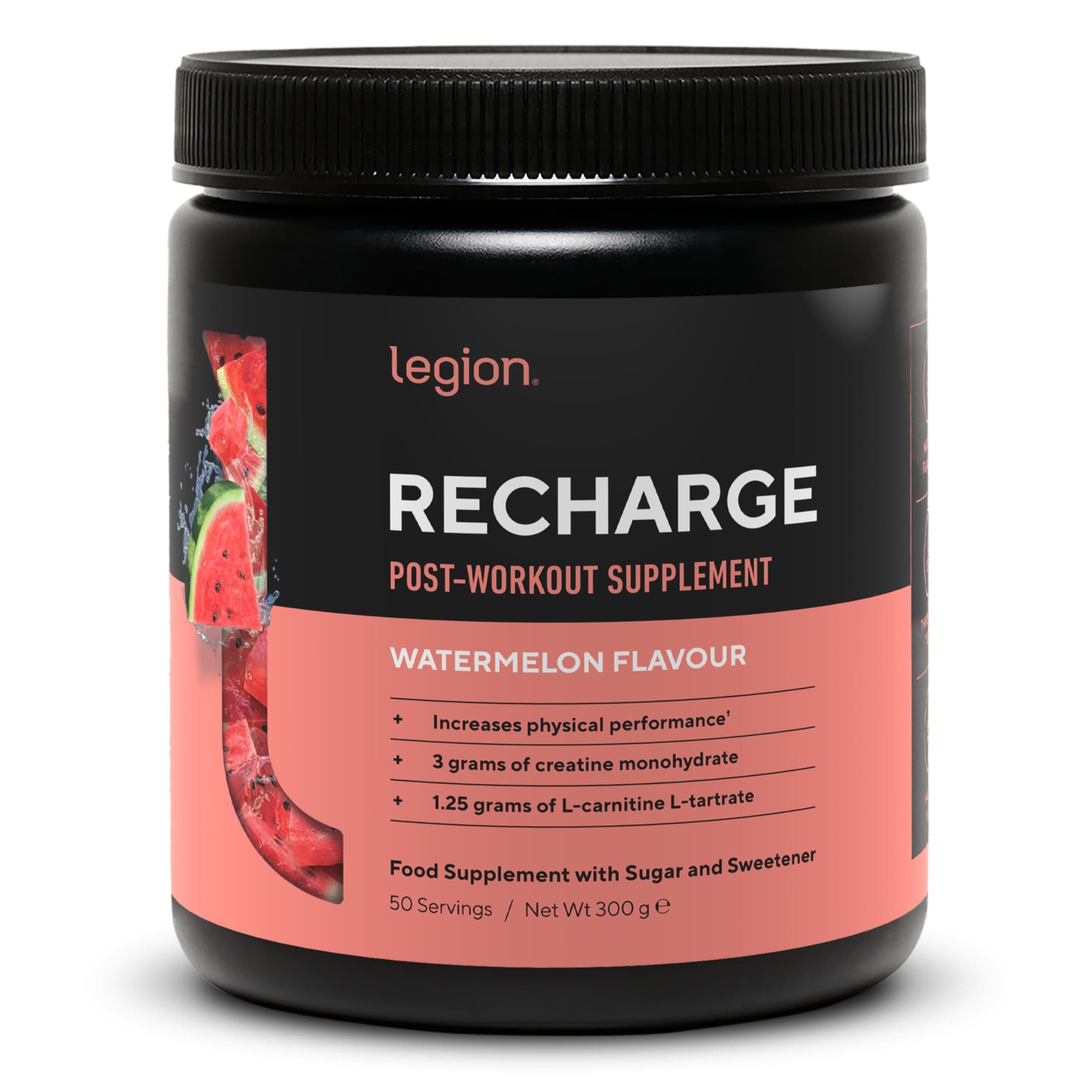 Recharge Post Workout Supplement - All Natural Muscle Builder & Recovery Drink with Micronized Creatine Monohydrate. Naturally Sweetened & Flavored, Safe & Healthy (Watermelon) | 30 Servings