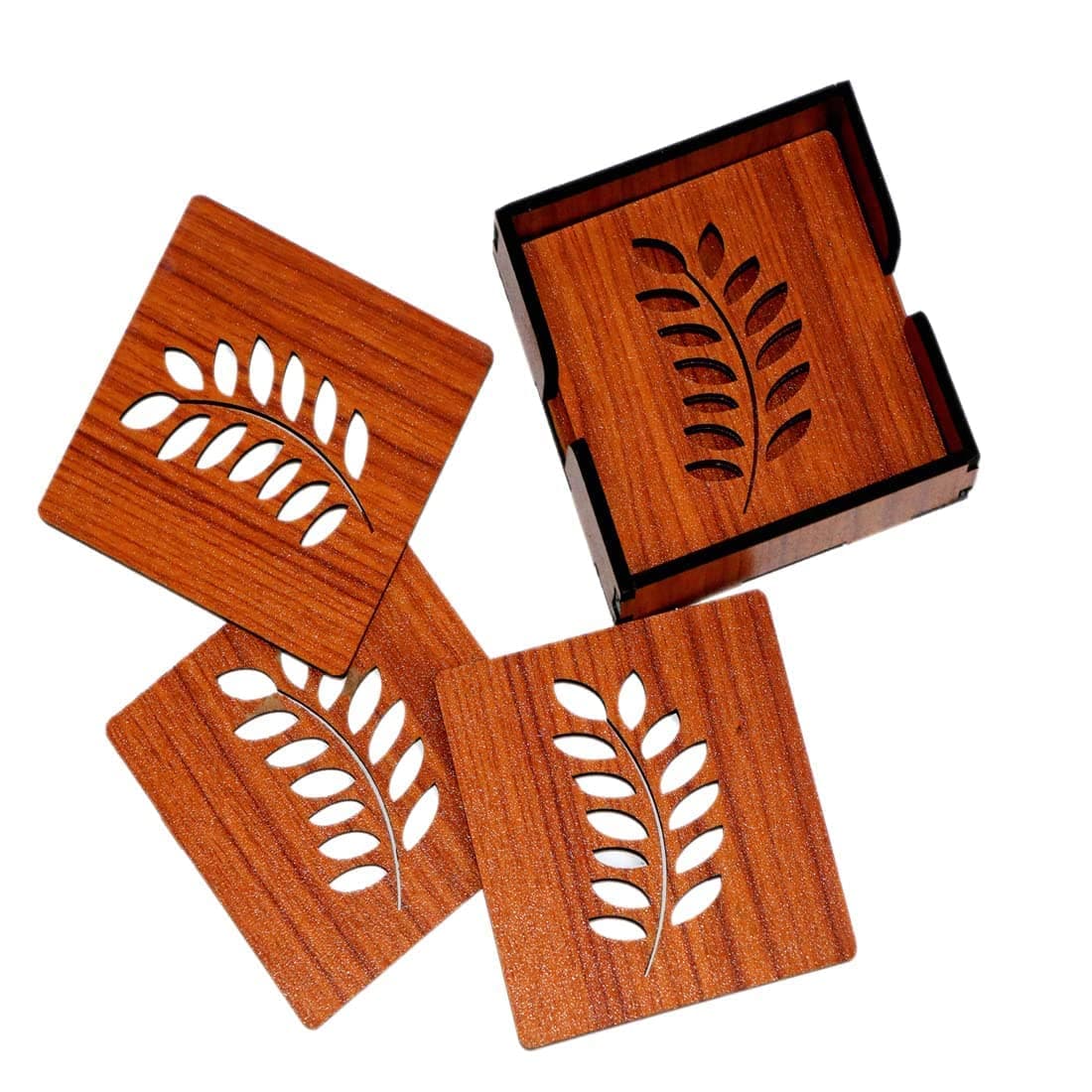 Believe Stores Tea Coaster Set - Wooden Coaster - Dining Table Decor Accessories - Cup Coaster - Brown