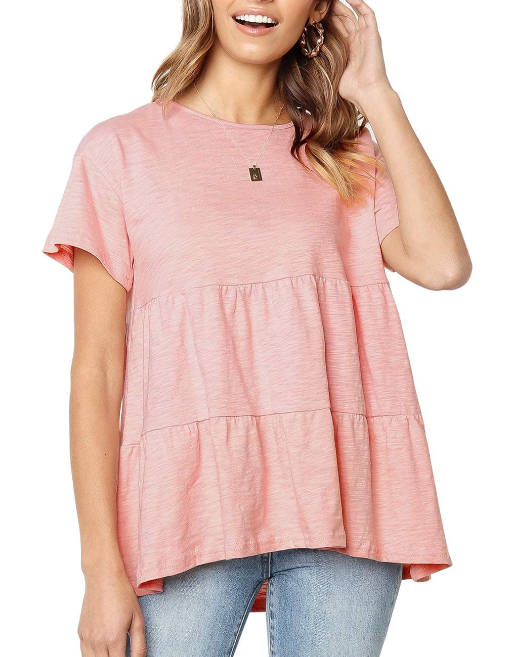 Women's Casual Short Sleeve T Shirt Tassels Sleeves Blouse