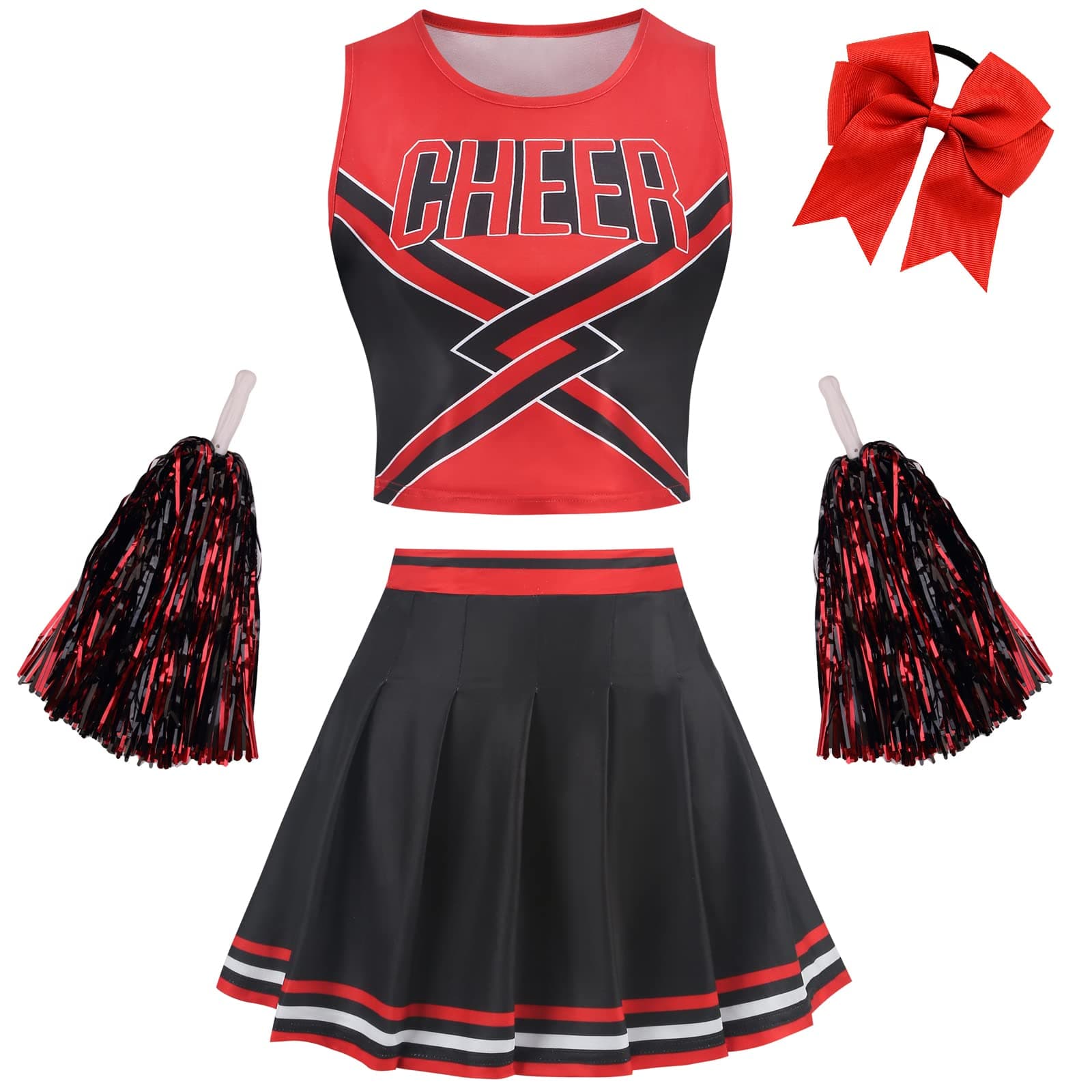Tenns & Women's Cheerleader Outfit Cheerleading Uniform Halloween Costume Adult Crop Top Cheer Outfit