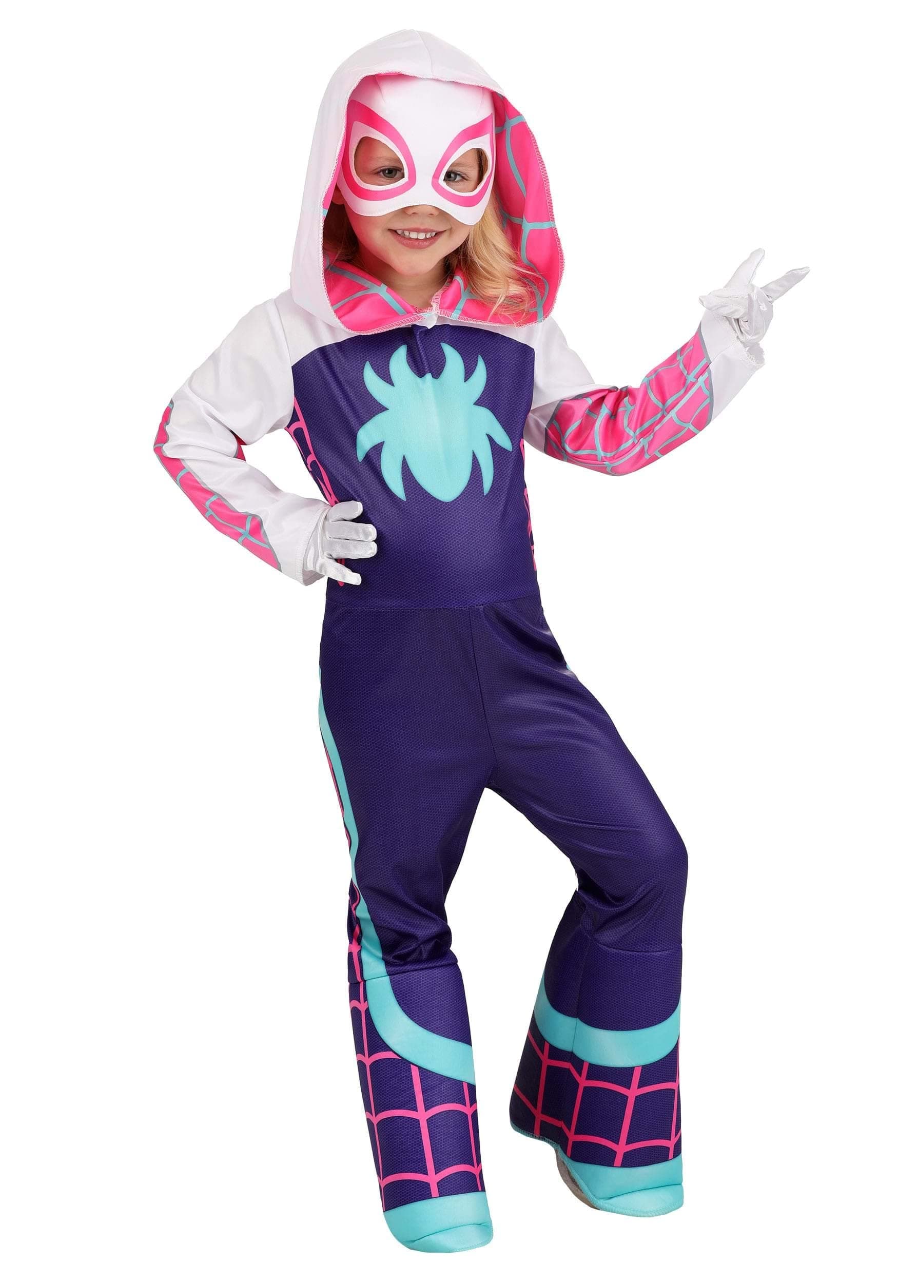 MARVEL Toddler Ghost Spider Costume, Girls Spider-Man and His Amazing Friends Gwen Stacy Kids Costume