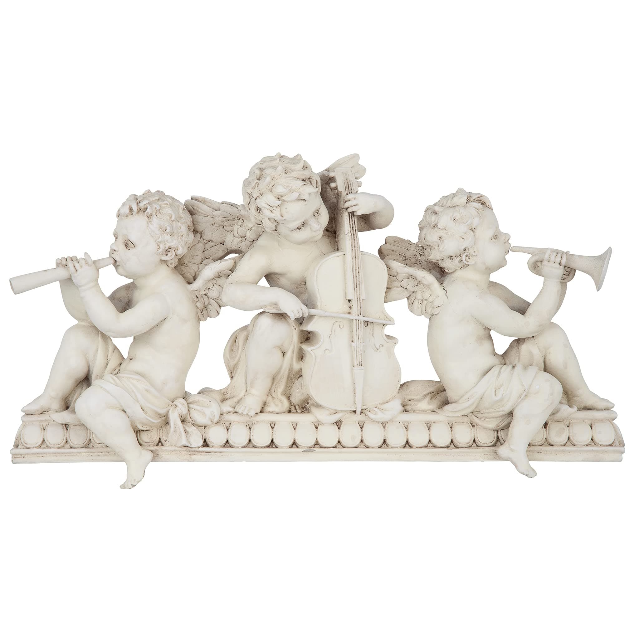 Design Toscano NG33572 Angelic Notes Musician Angels Wall Sculpture, 19.50" x 10.50", Faux Stone Finish