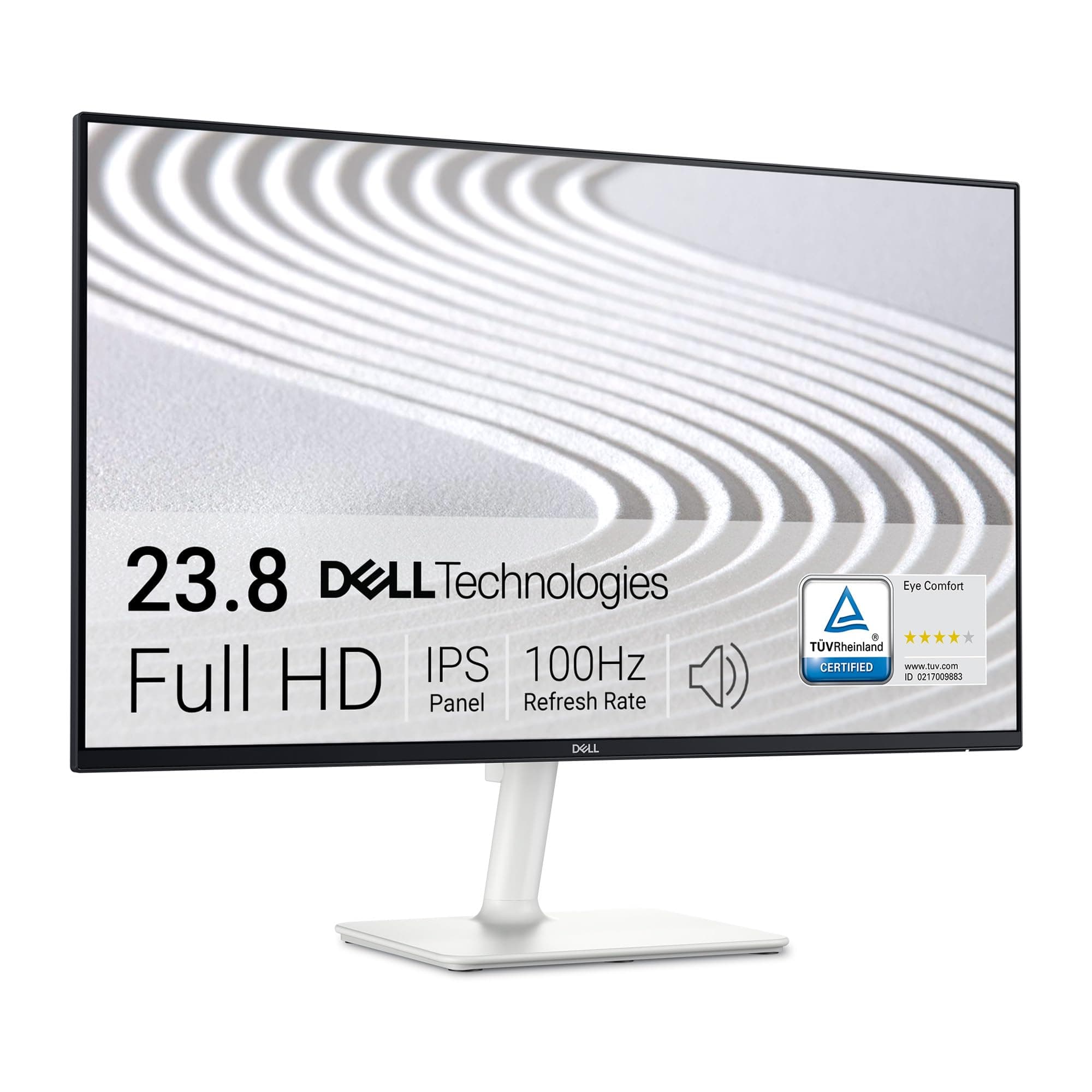 DellS2425H 24 Inch Full HD (1920x1080) Monitor, 100Hz, IPS, 4ms, 99% sRGB, Built-in Speakers, Ultrathin Bezel, 2x HDMI, 3 Year Warranty, White