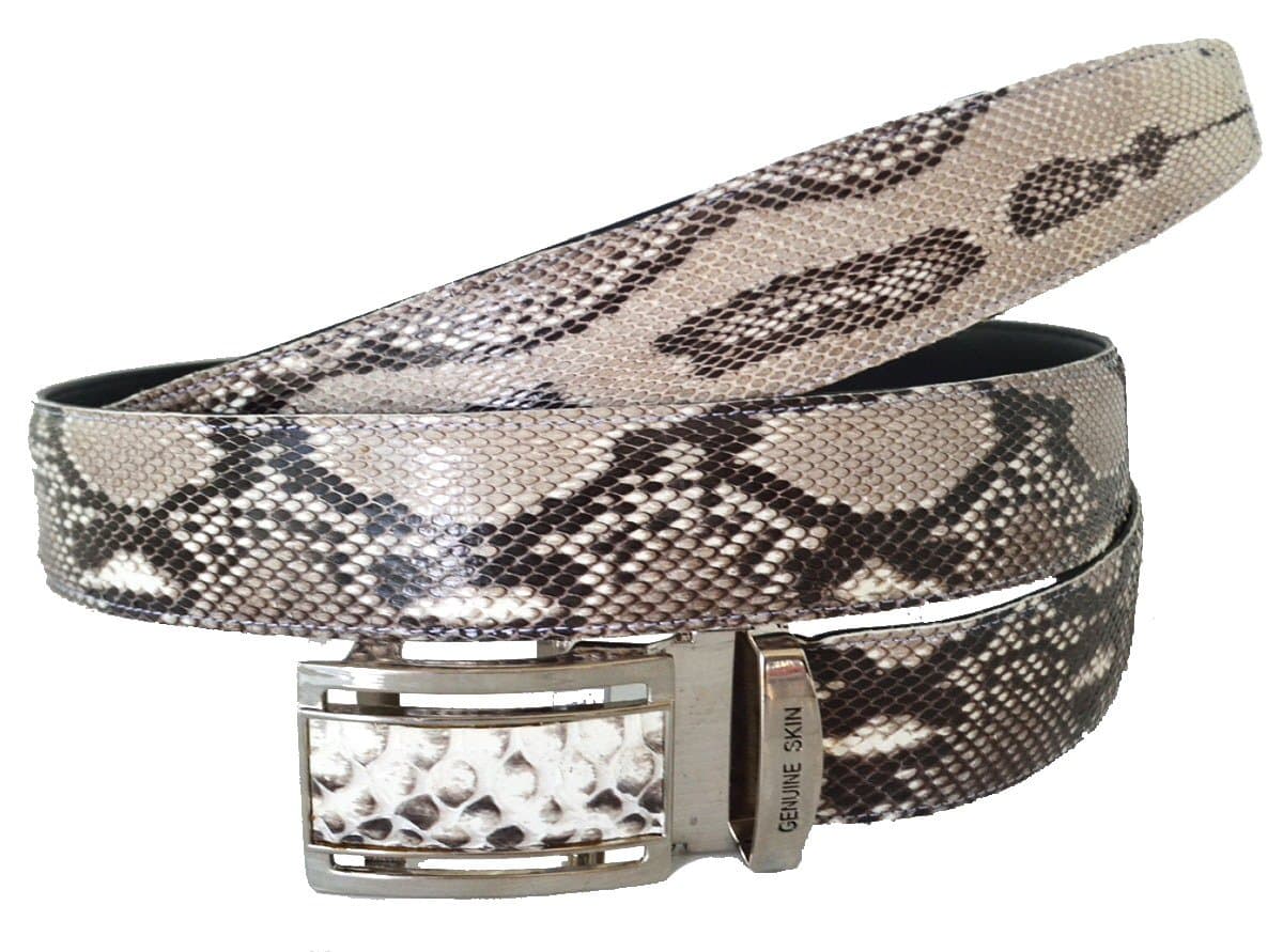 Men's Genuine Python Leather Belt 40 Natural White