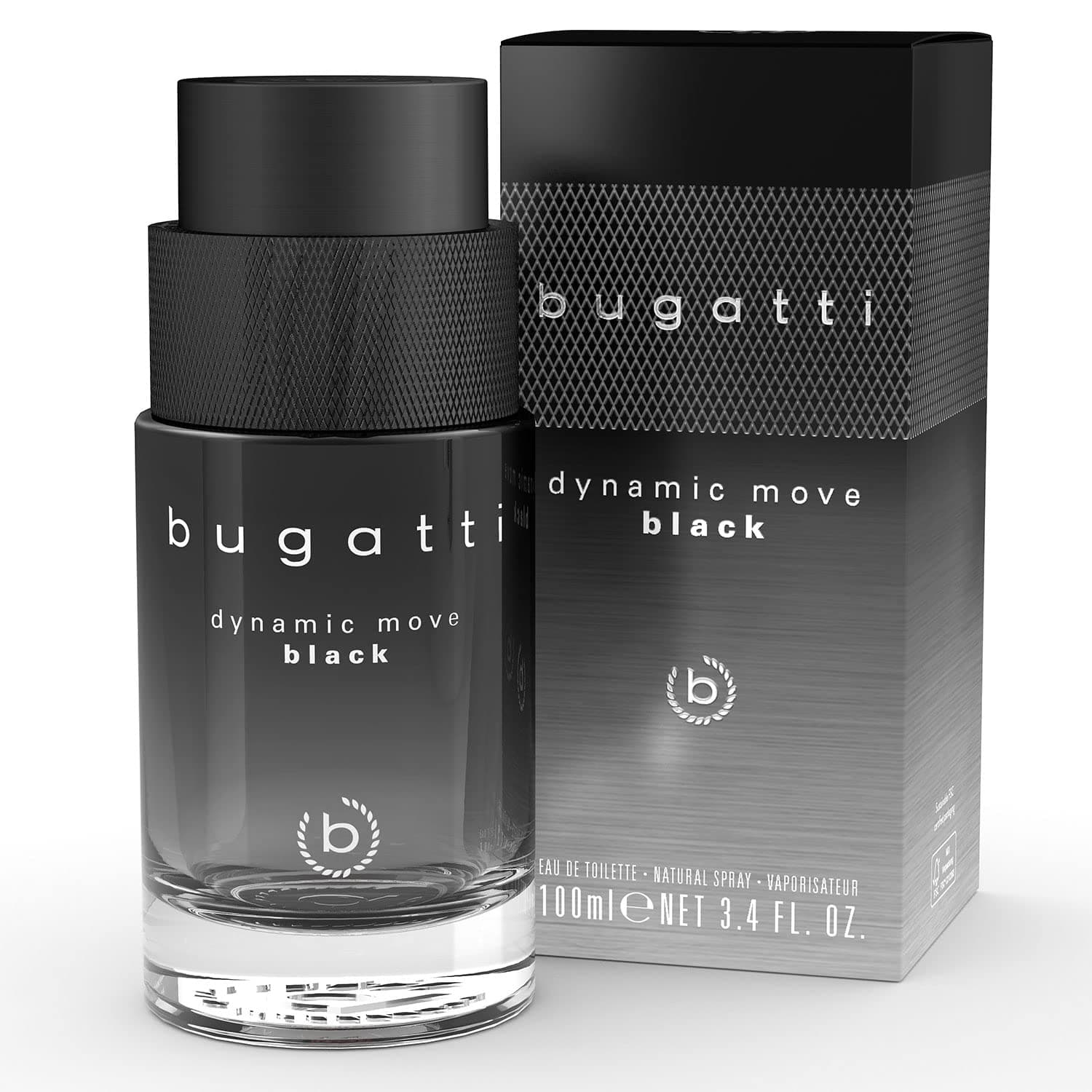 bugatti Perfume Men's Dynamic Move Black 100 ml I Oriental Woody Eau de Toilette Men I Sensual Strong Combination of Cashmere Wood, Musk & Lychee I Fruity, Fresh & Woody Warm