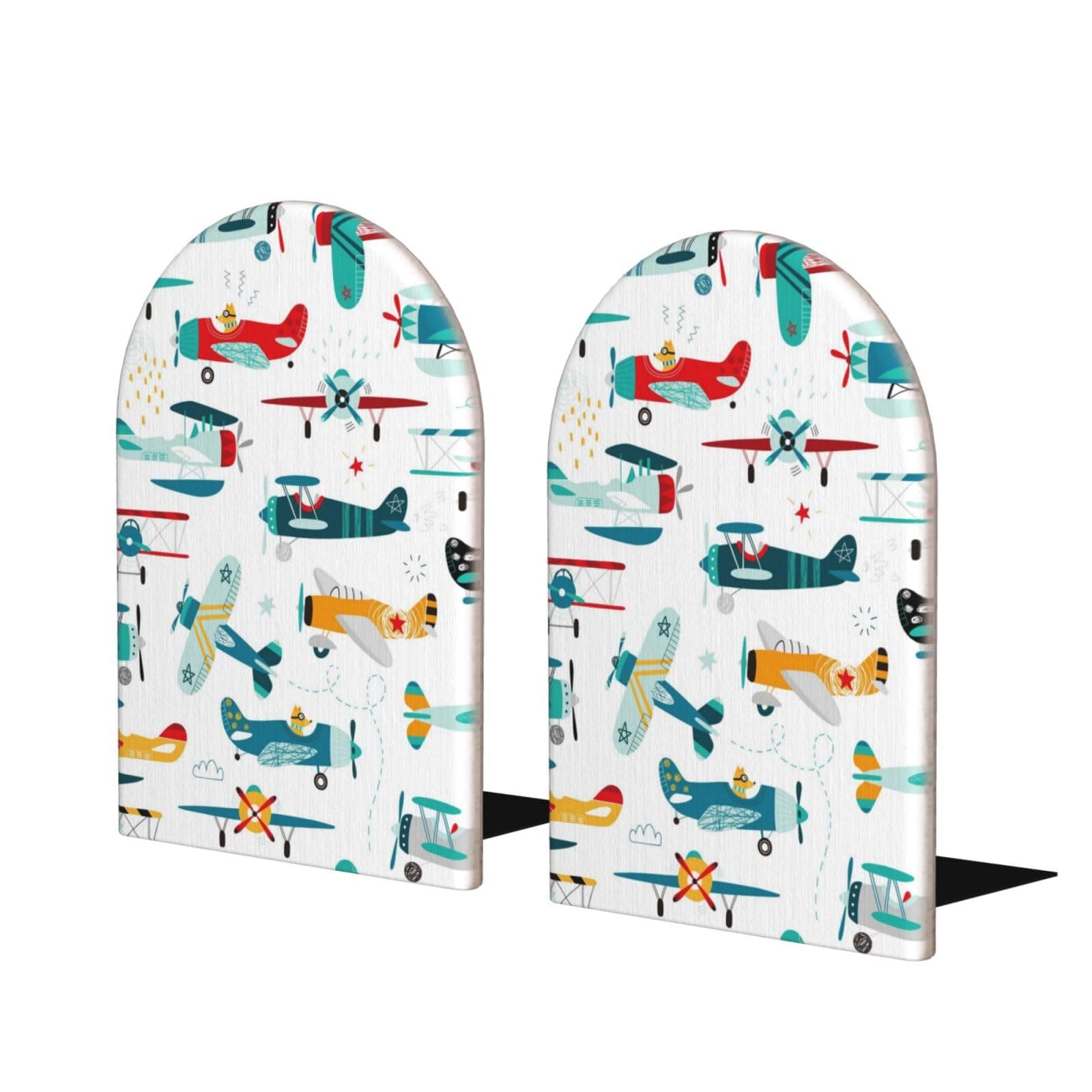 Cute Car Airplane Bookends Decorative Book Ends for Shelves Heavy Books Holder Organizer Non-Slip Desk Book End for Kids Room Office School Kitchen Home Desktop Decor 1 Pairs
