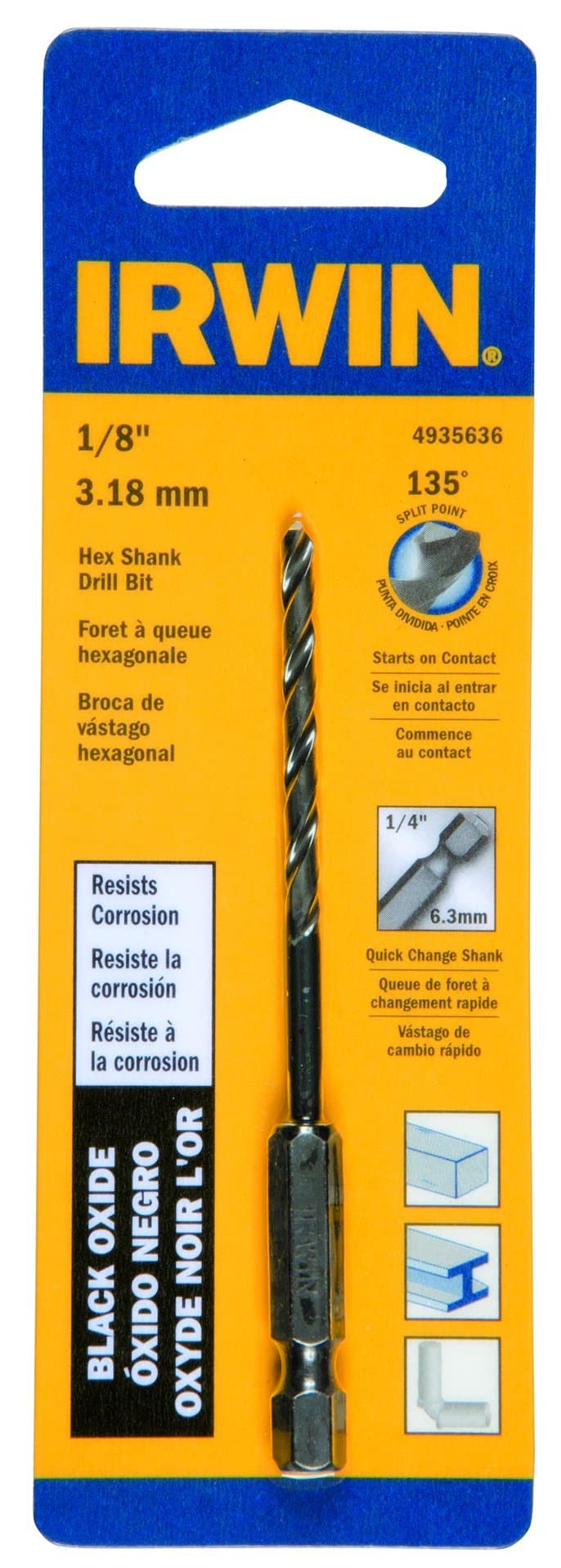 Tools 4935636 Oxide Hex Shank Drill Bit, 1/8-Inch, Black