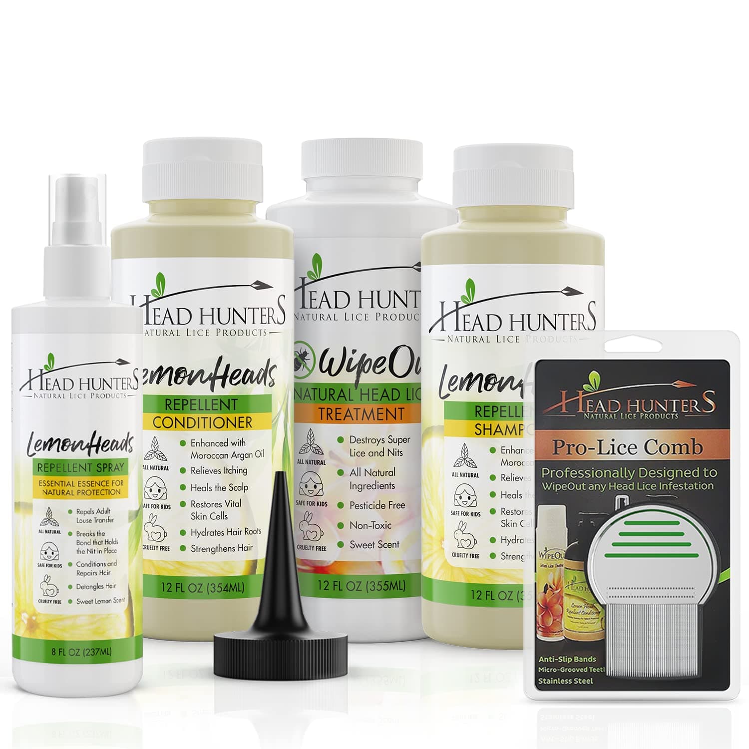 Deluxe Head Treatment Kit with Prevention Spray, Shampoo and Conditioner, Professional Comb, & Shampoo That Removes Eggs - Head Hunters