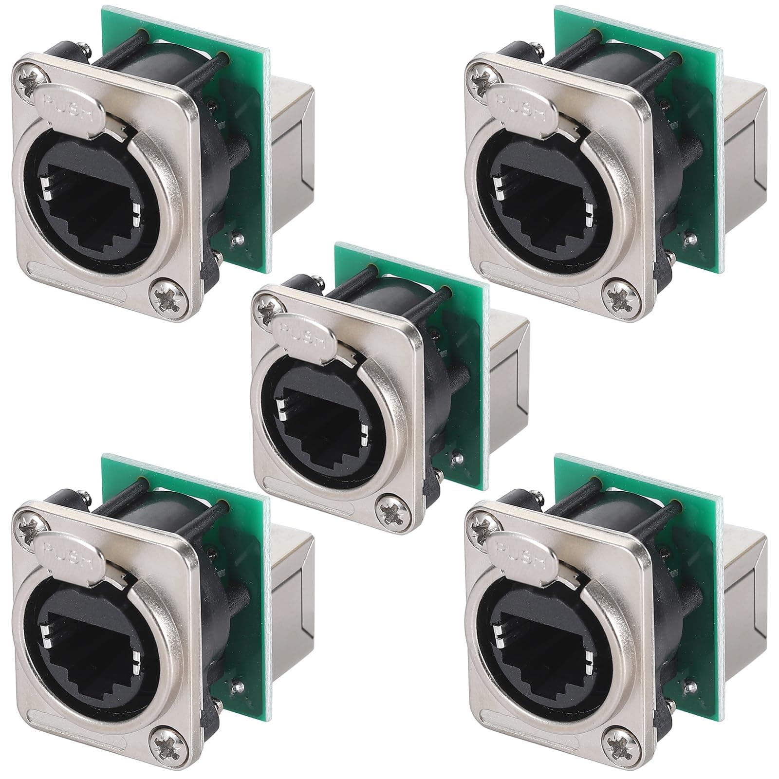 PENGLIN 5PCS Ethercon Rj45 Chassis Socket,D-NE8FDP RJ45 Feed/Pass Panel Mount Jack,D Series Cat5 RJ45 Vertical Panel-Mount Connector