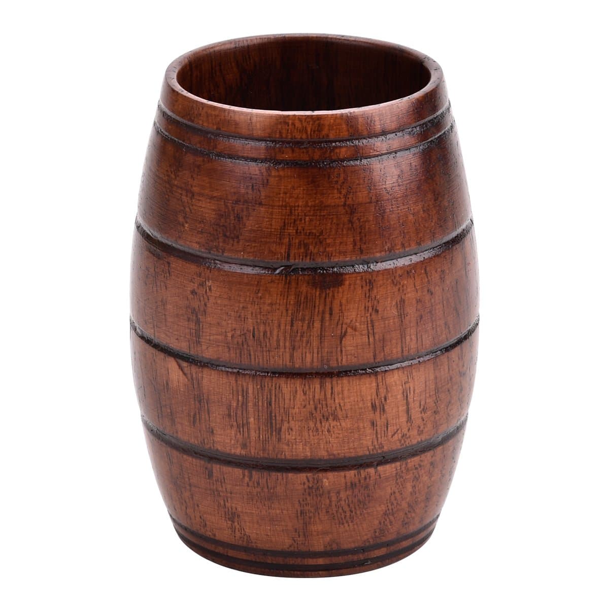 Natural Solid Wooden Cup,handmade Nordic Style Wood Cup,Wooden Portable Cup Outdoor Cup Coffee Mug Drinking Cup Camping Mug Tea Cup, Creative wine barrel shape Wooden cup 210ml