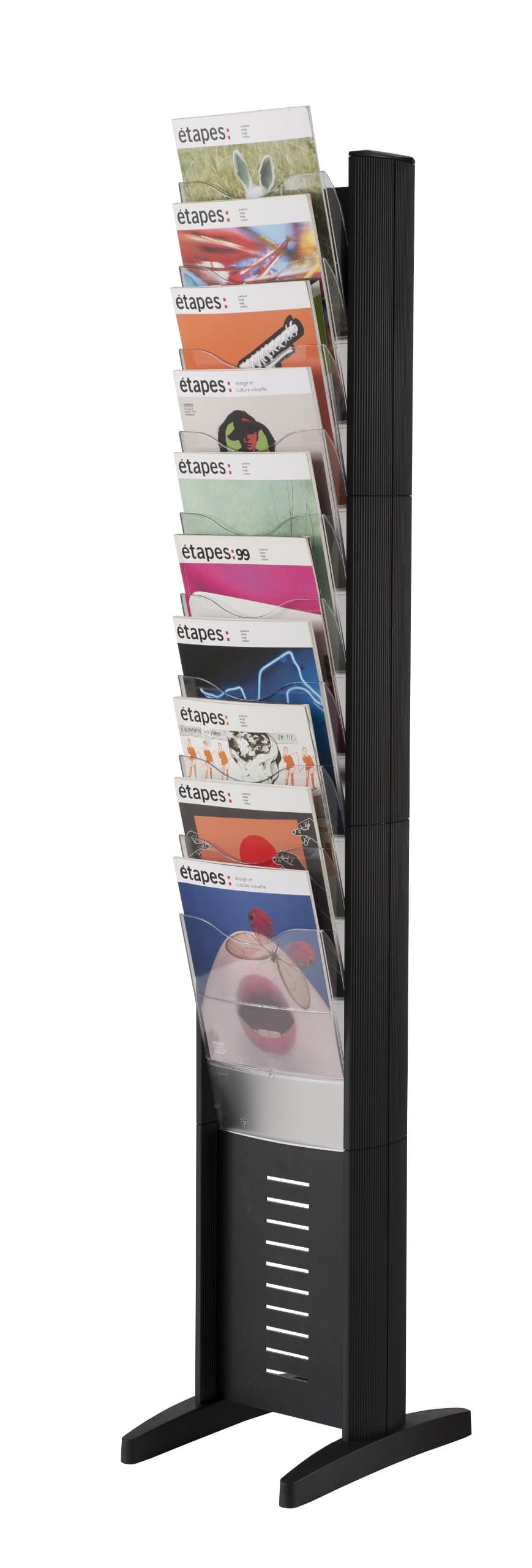 Fast Paper Display Floorstanding 10 Compartment W302xD382xH1607mm Black Ref 278.01