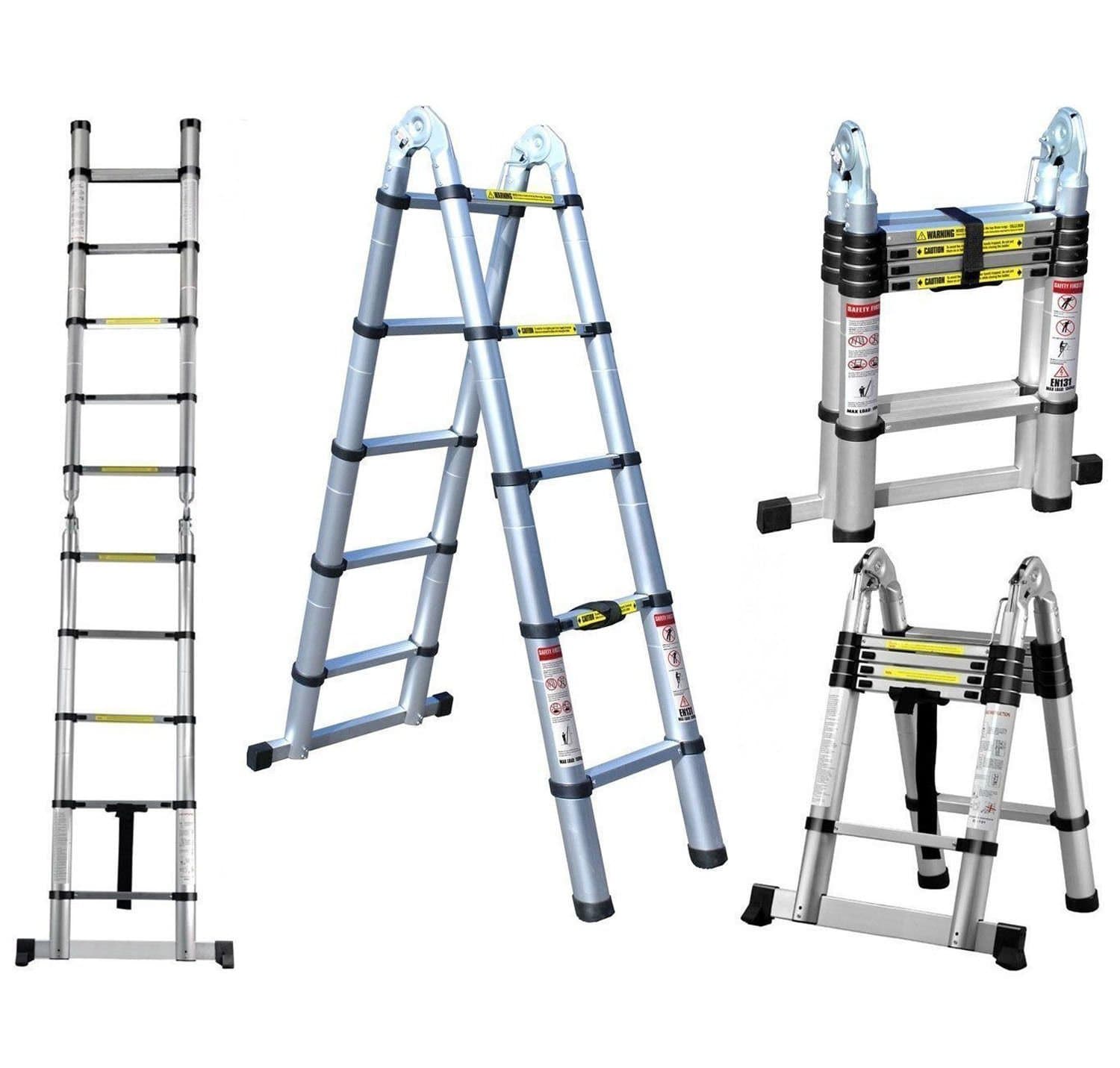 3.2m Double Telescopic Ladder Versatile Foldable Extendable Portable Multipurpose Ladder For All Your DIY Needs (4.4m Double)