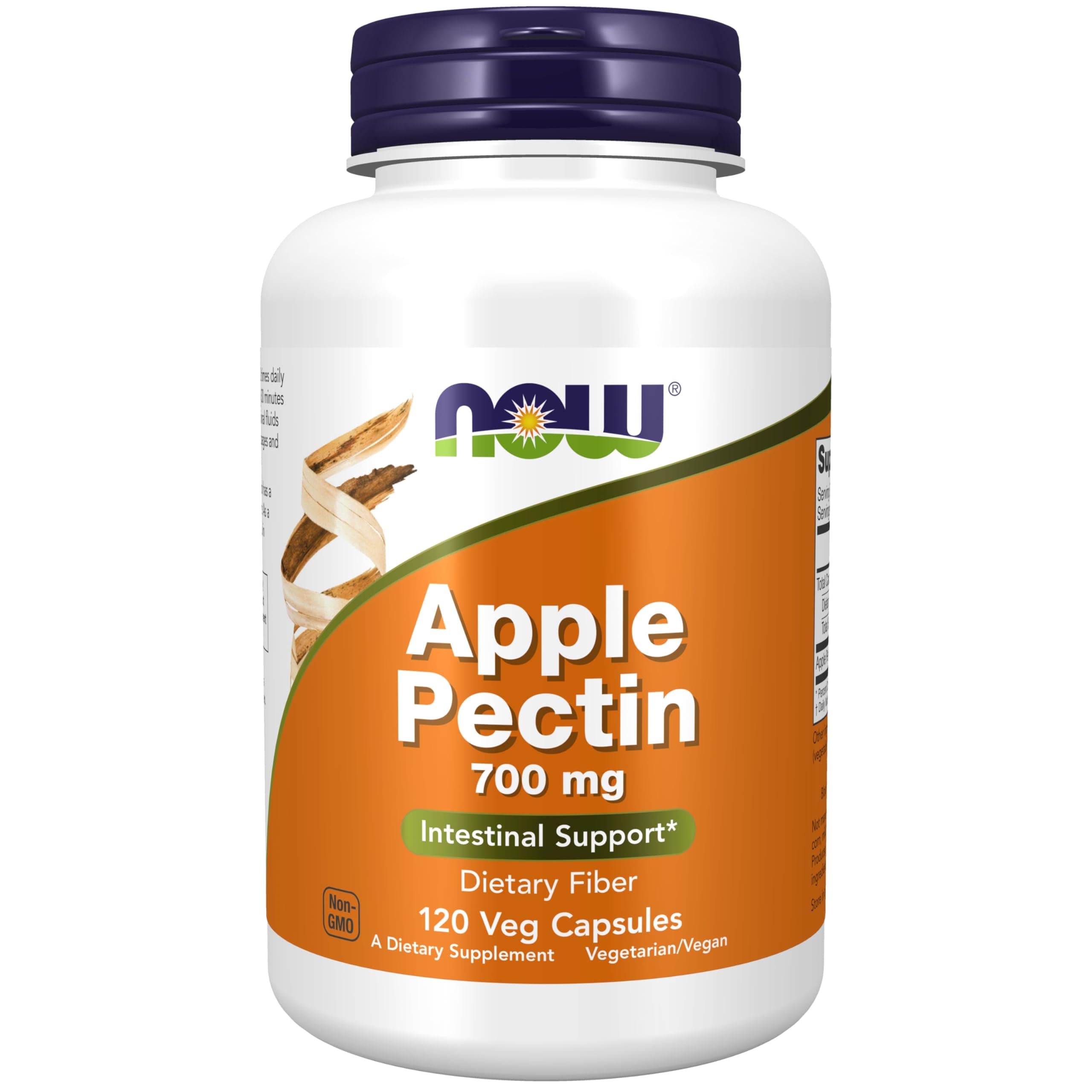 NOW Foods Supplements, Apple Pectin 700 mg, Dietary Fiber, Intestinal Support*, 120 Veg Capsules
