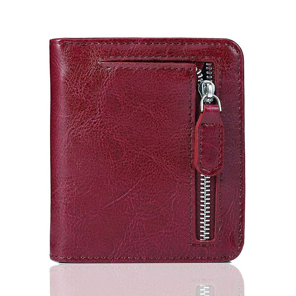 FUNTOR Small Wallets for Women, Ladies Small Compact Bifold Pocket RFID Blocking Genuine Leather Wallet for Women