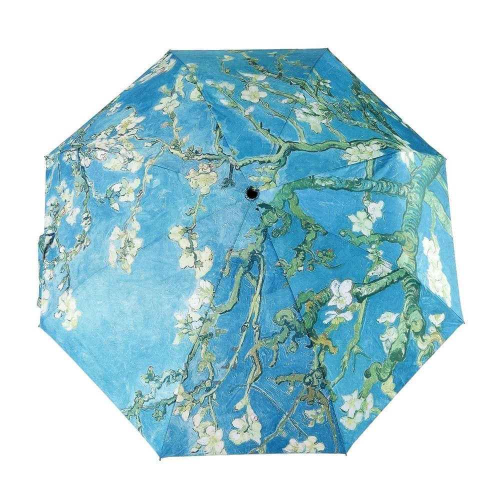 ECVISION Van Gogh Masterpiece Oil Painting Automatic 3 Folding Parasol Sun Protection Anti-UV Umbrella for Ladies (Almond Blossom)